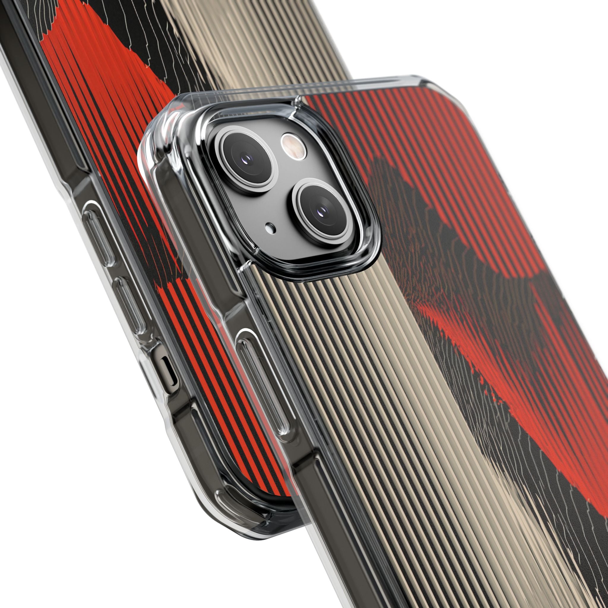 Red Impact MagSafe Phone Case for iPhone - Crimson Pulse Topo