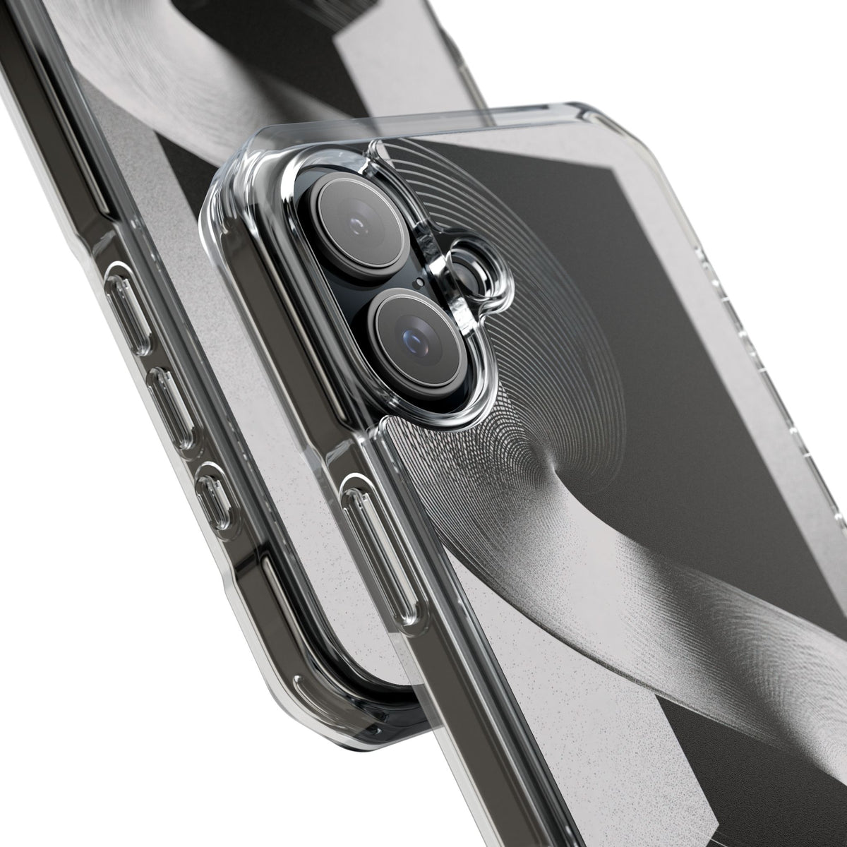 Grey Impact MagSafe Phone Case for iPhone - Obsidian Moiré Wave