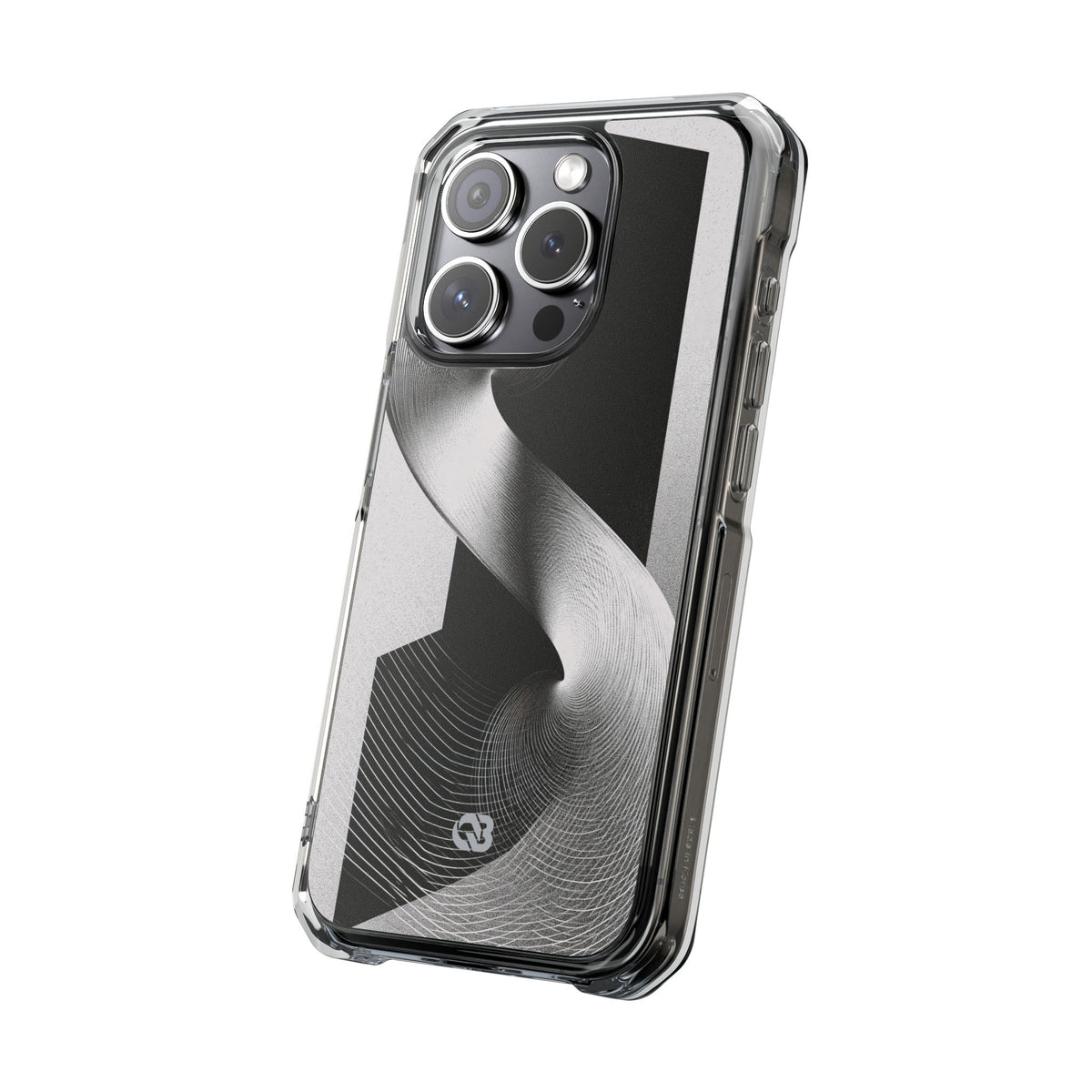 Grey Impact MagSafe Phone Case for iPhone - Obsidian Moiré Wave
