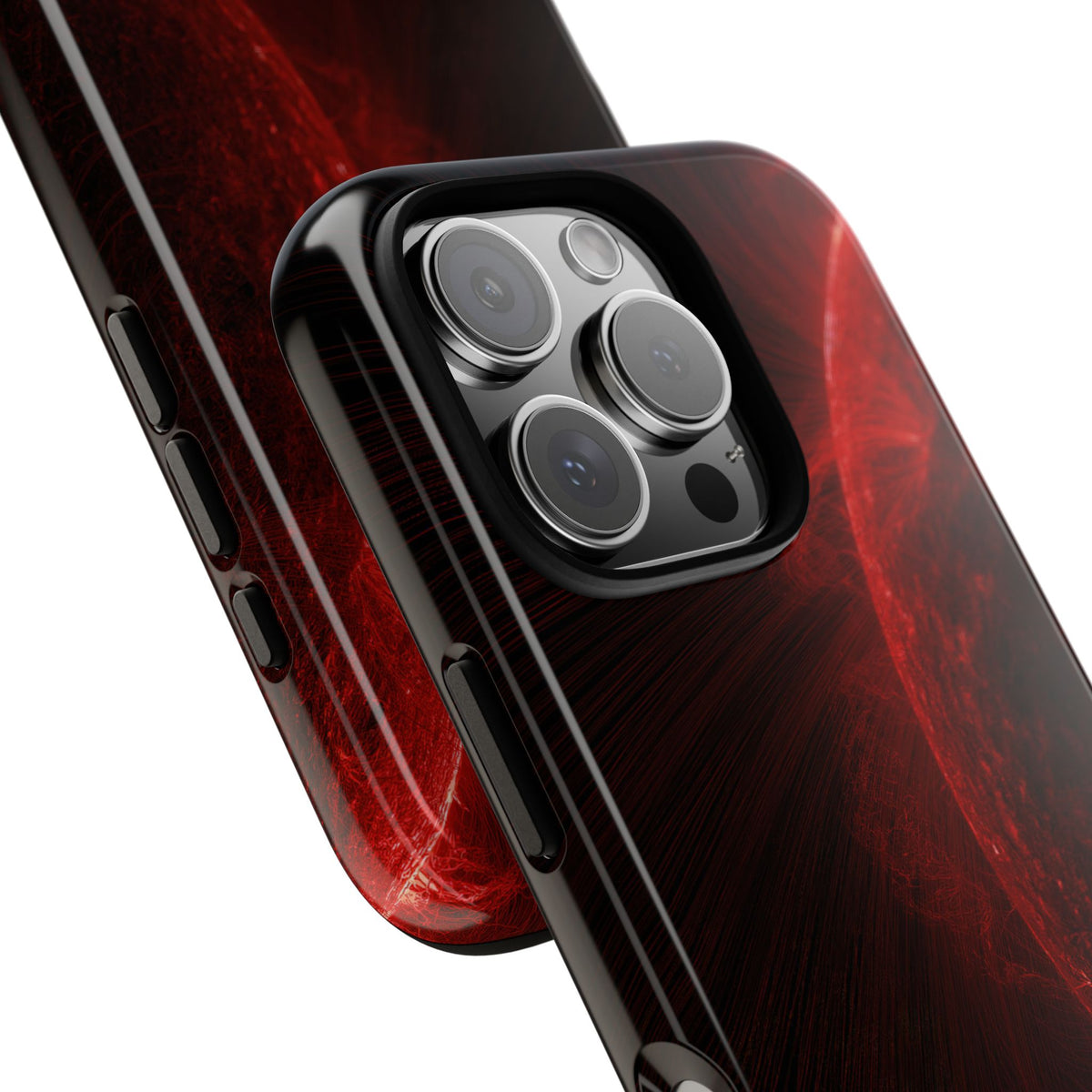Red Tough Phone Case for iPhone - Solar Crimson Flare