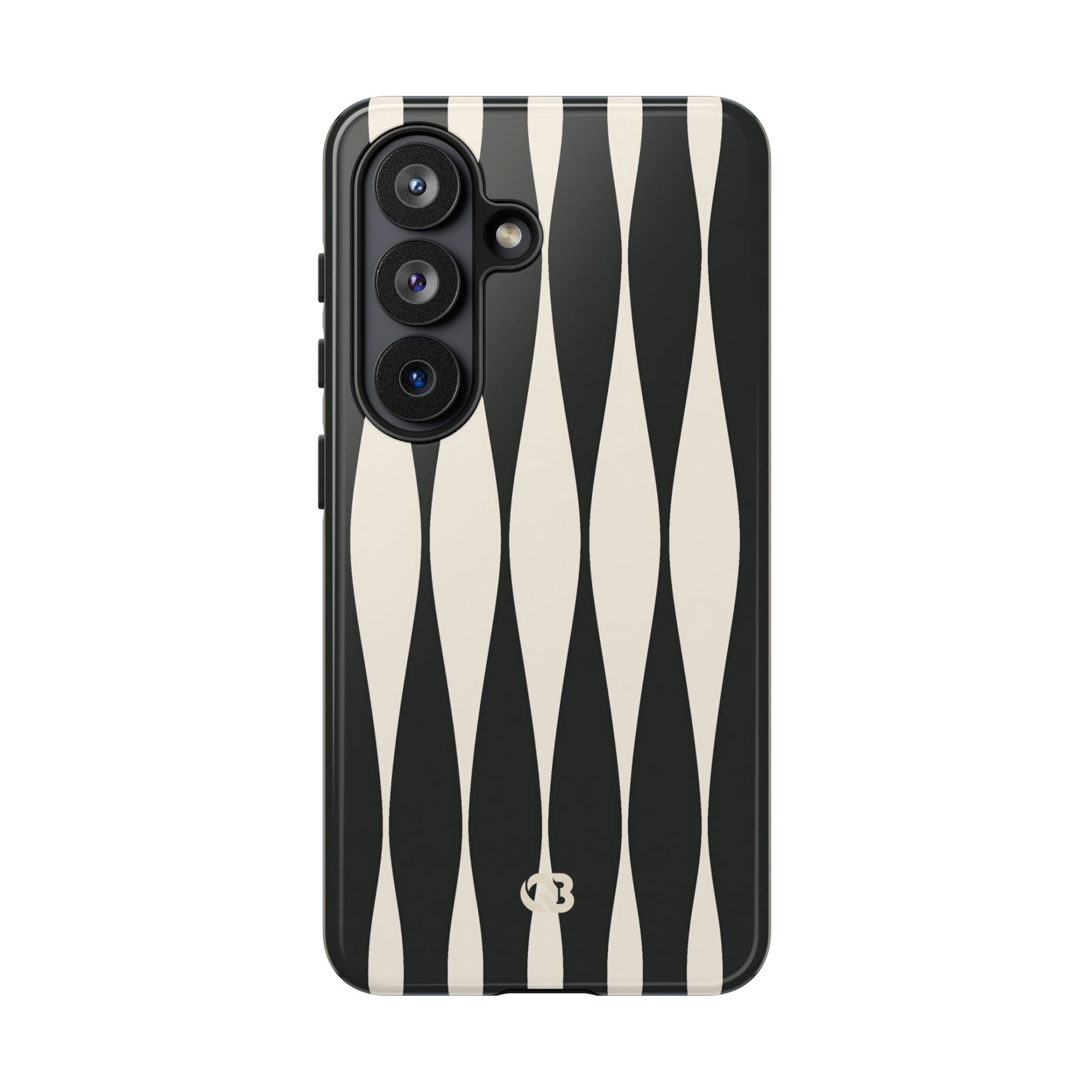 Black Tough Phone Case for Samsung - Ivory Spindle Grid