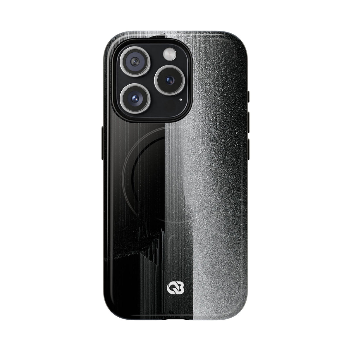 Black Tough 2.0 Magsafe Phone Case for iPhone - Brutalist Pixel Monolith