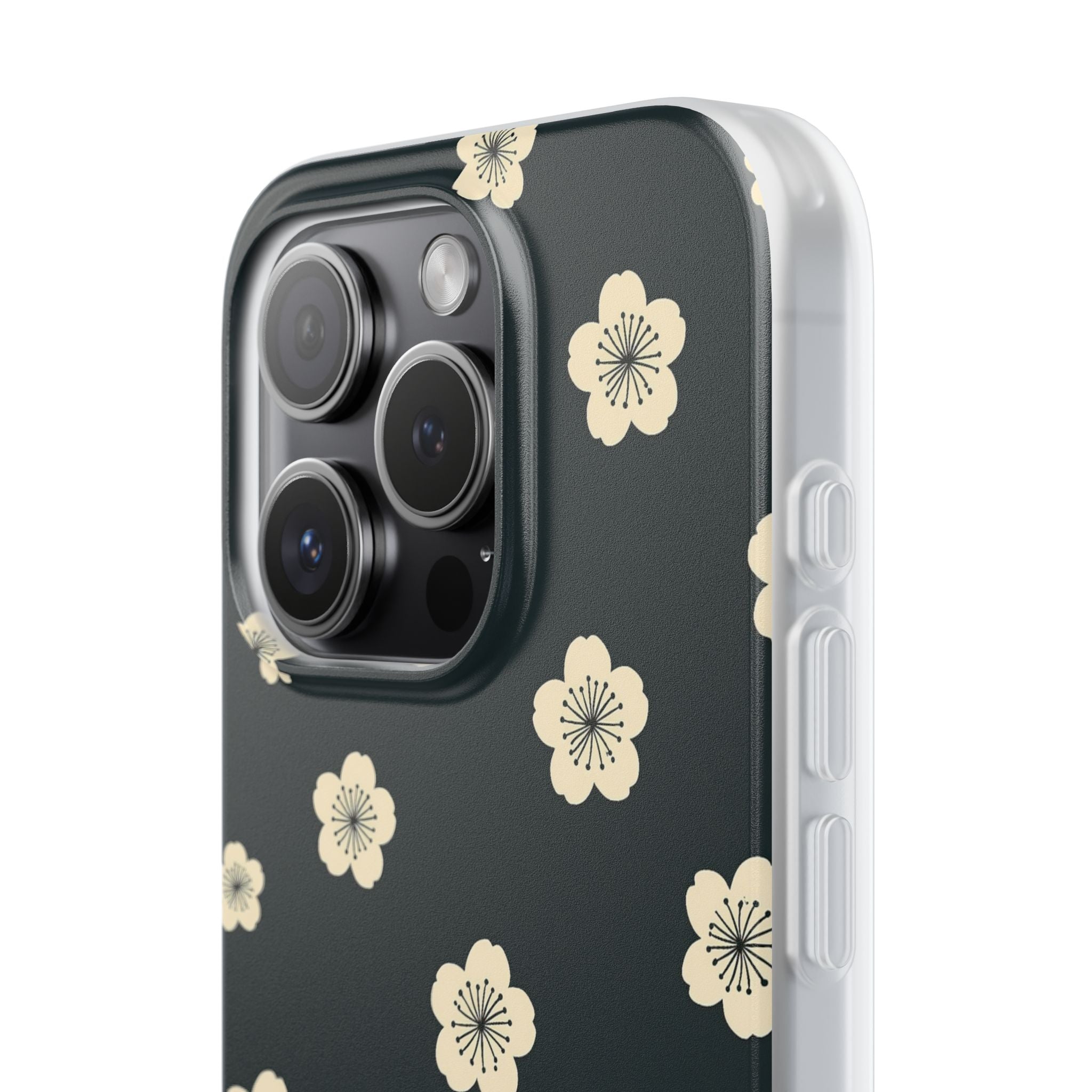 Teal Lite Phone Case for iPhone - Obsidian Cream Petals
