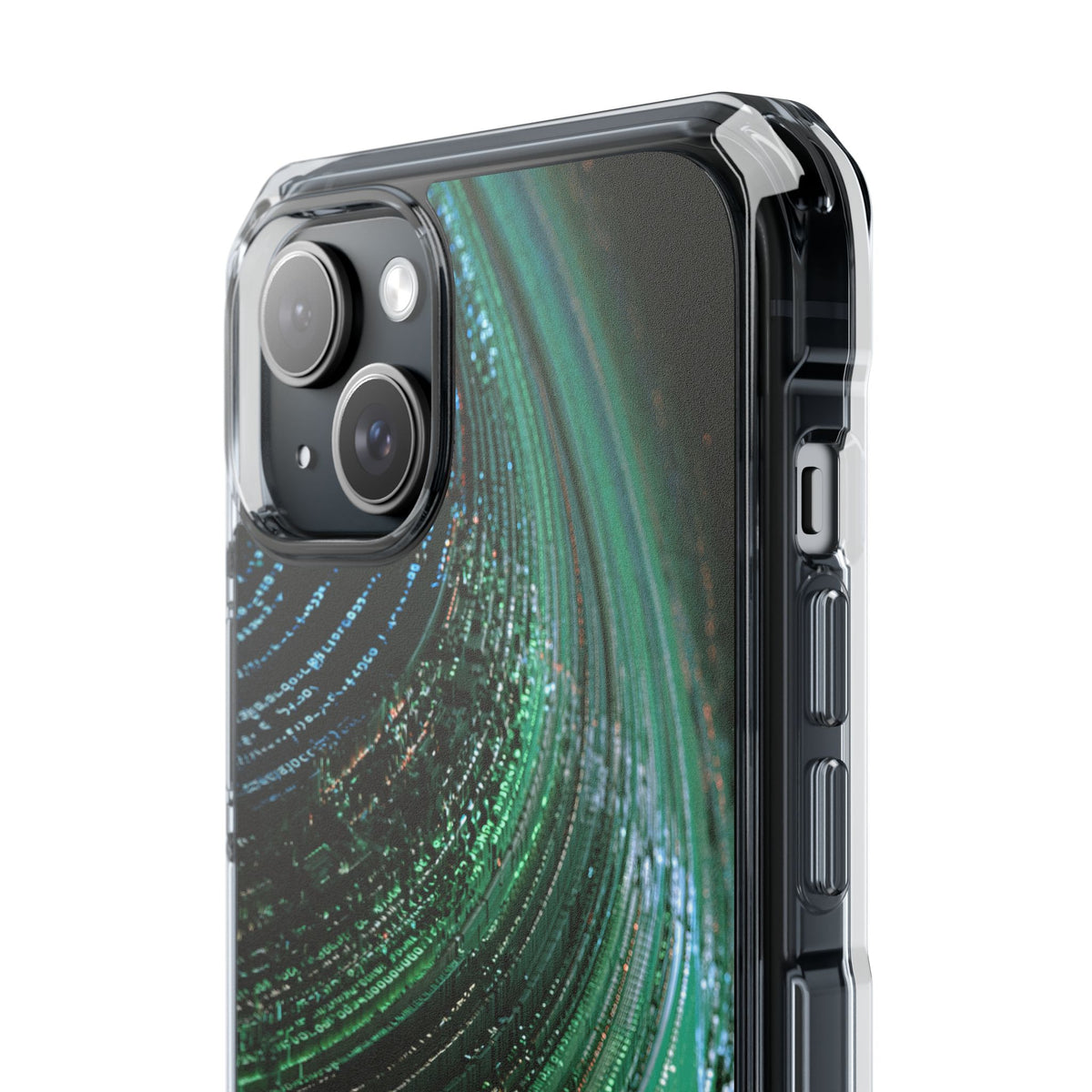 Orbital Data Stream · Clear Impact Magnetic Phone Case for iPhone · Green