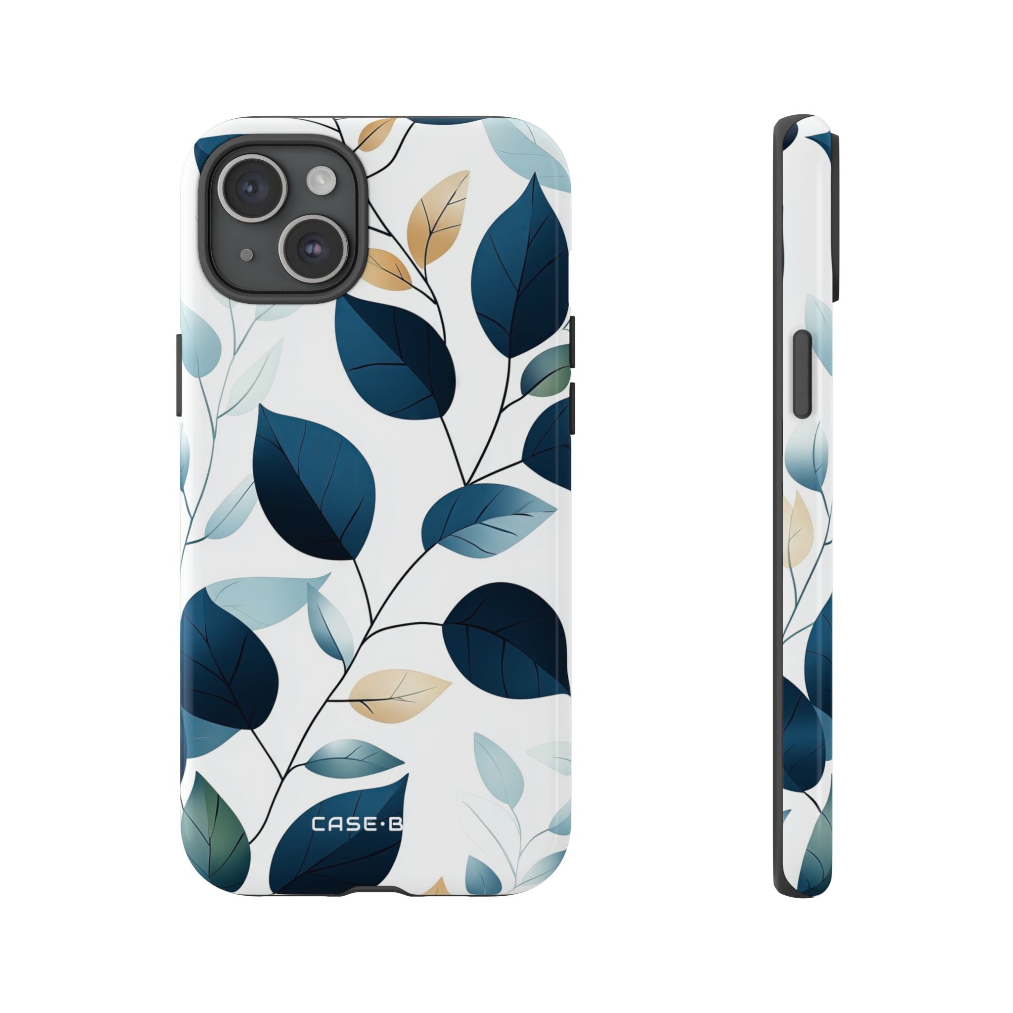 Navy Leaf Veins iPhone 15 Plus Case - Tough