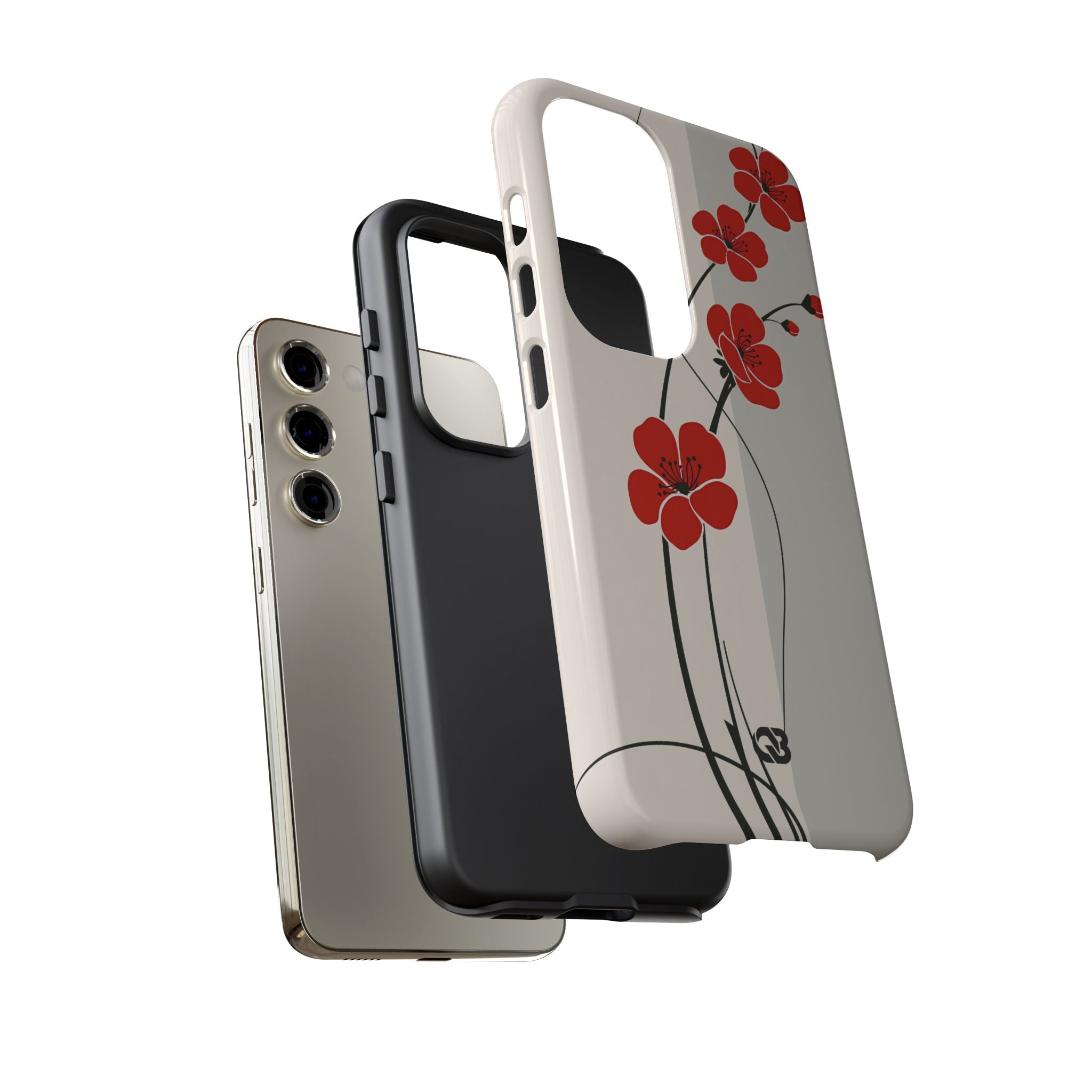 Red Tough Phone Case for Samsung - Crimson Plum Ink