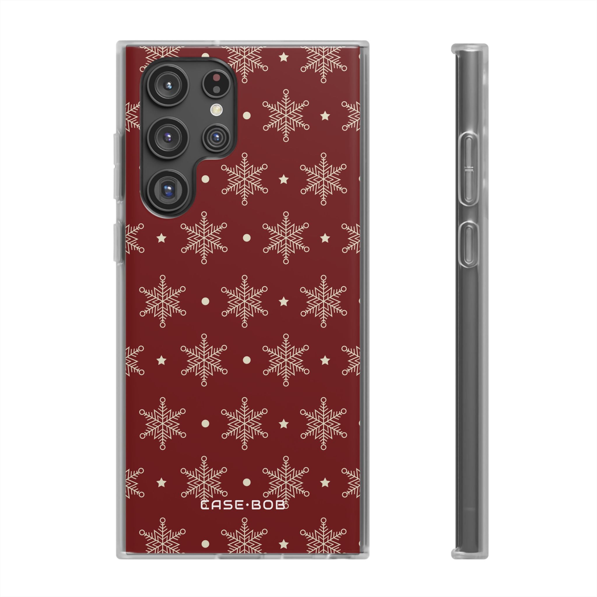 Cream Snowflake Crimson Samsung S22 Ultra Case - Soft