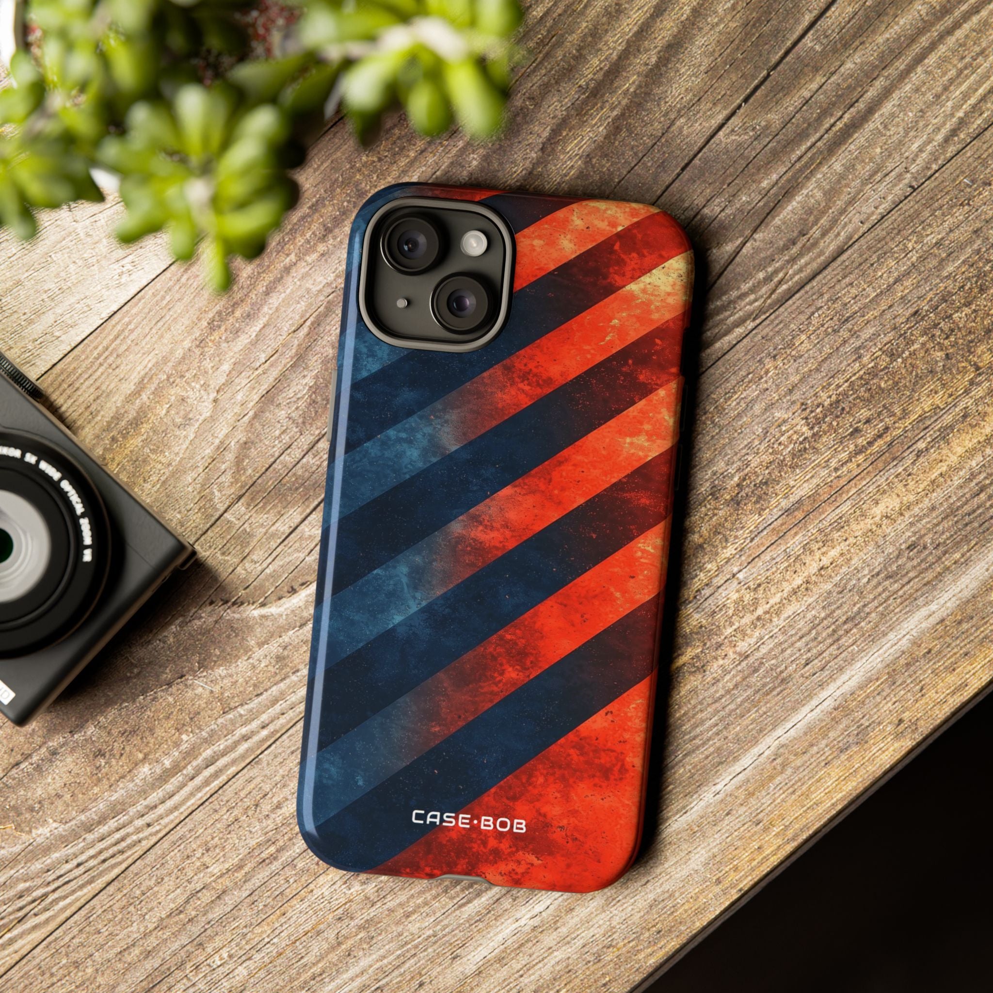 Diagonal Stripes Blaze iPhone 15 Plus Case - Tough