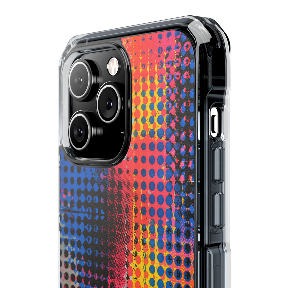 Chromatic Halftone Grid · Clear Impact Magnetic Phone Case for iPhone · Blue