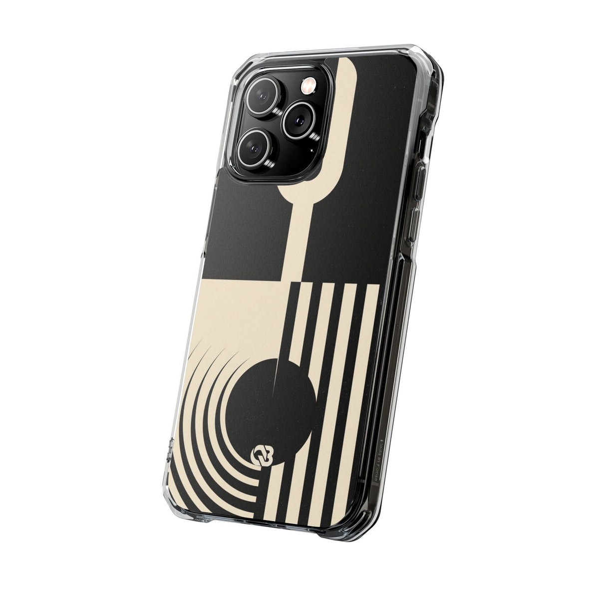 Black Impact MagSafe Phone Case for iPhone - Ivory Signal Grid