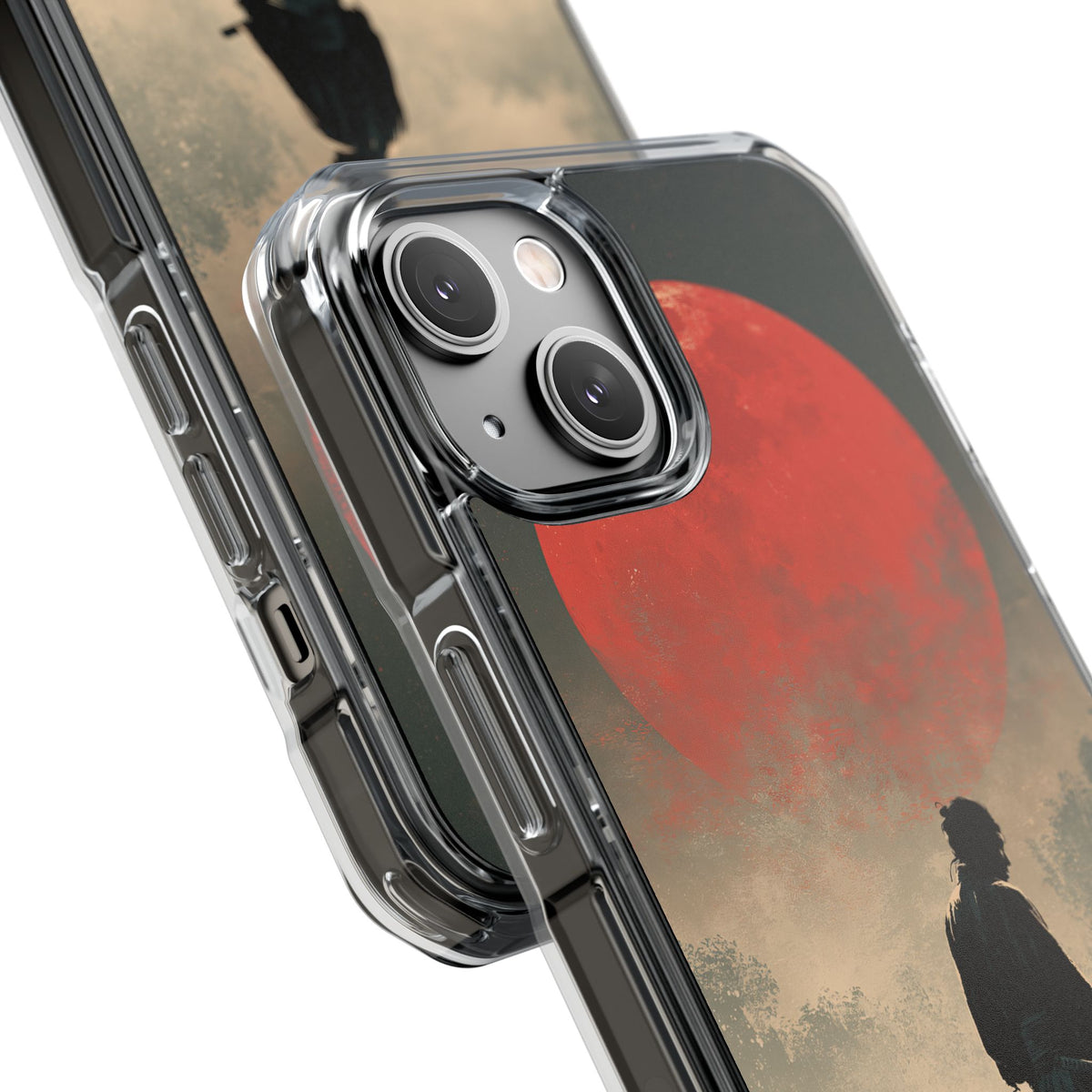 Crimson Moon Ronin · Clear Impact Magnetic Phone Case for iPhone · Red