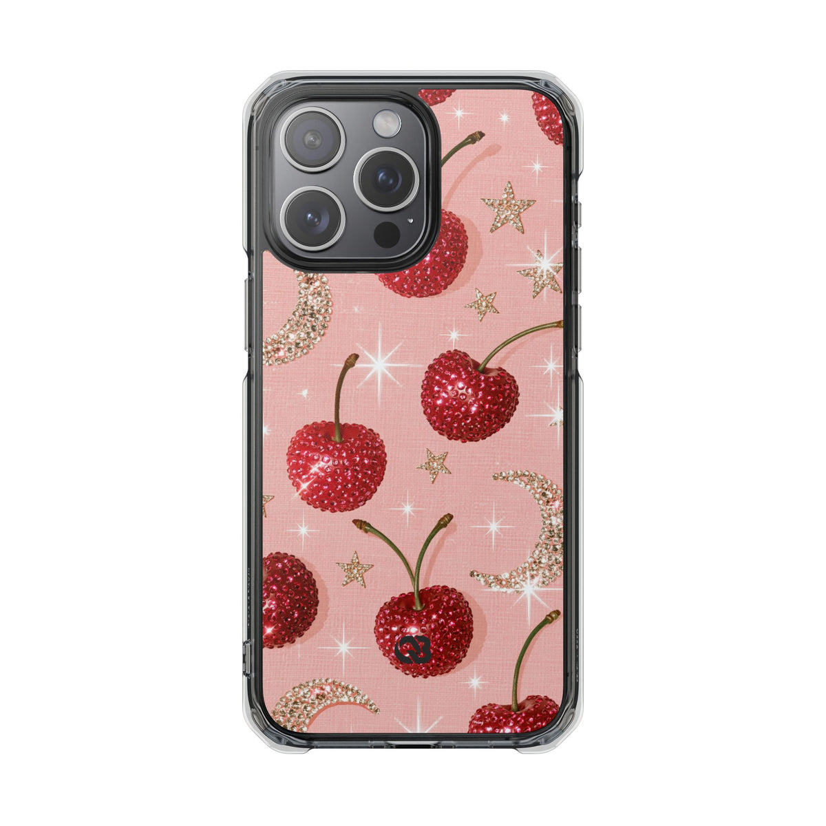 Bedazzled Ruby Cherries · Clear Impact Magnetic Phone Case for iPhone · Pink