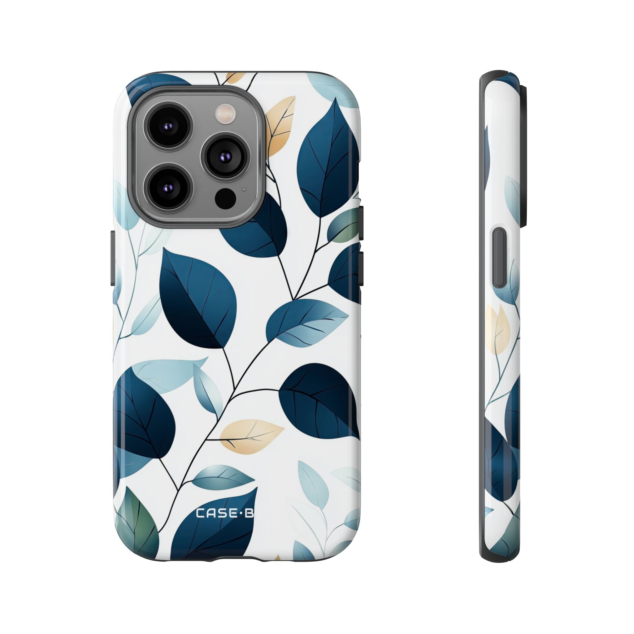 Navy Blattadern iPhone 14 Pro Case - Tough