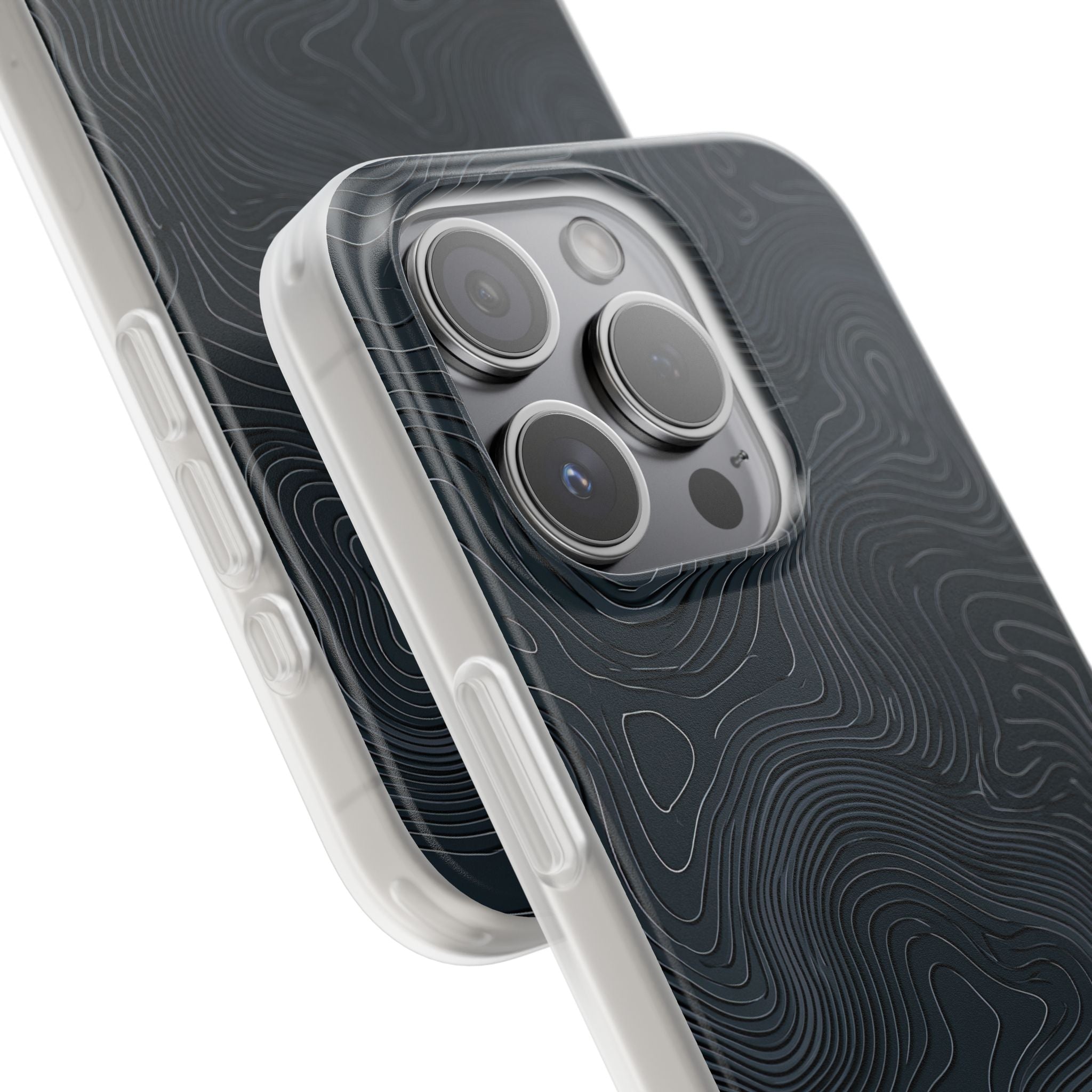 Black Lite Phone Case for iPhone - Obsidian Ridge Topo