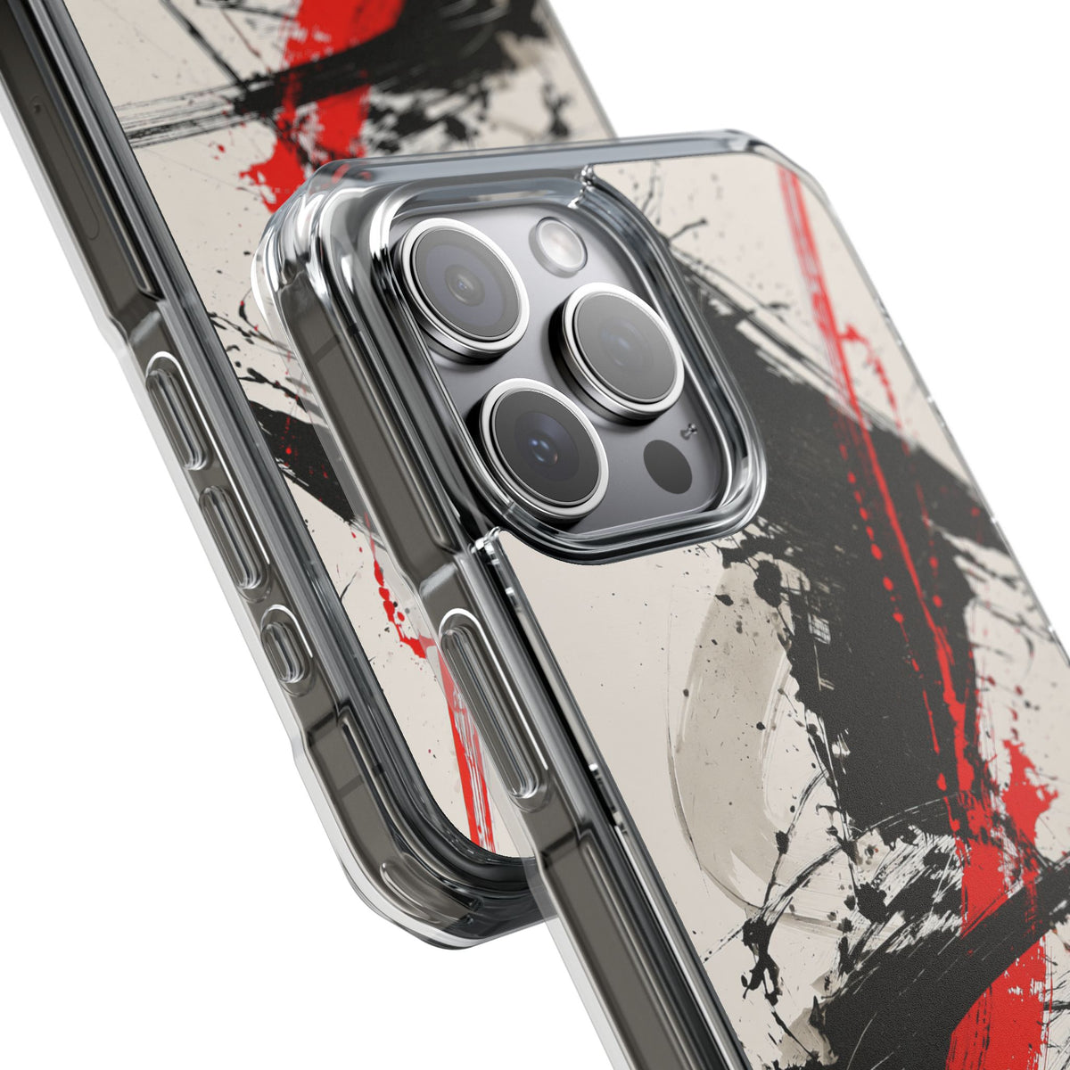 Crimson Sumi Slash · Clear Impact Magnetic Phone Case for iPhone · White