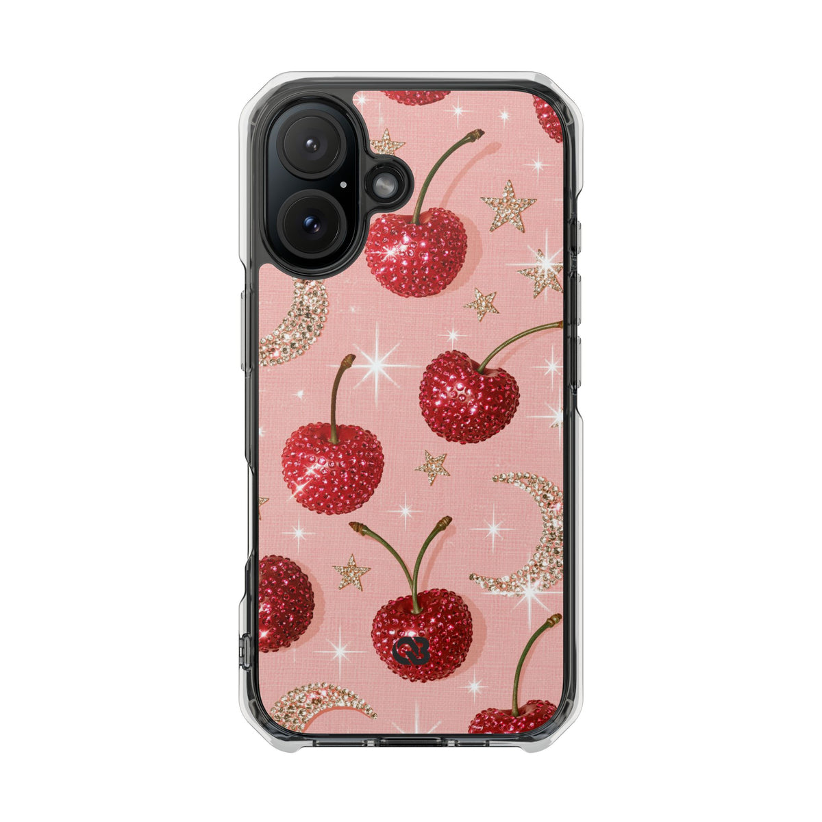 Bedazzled Ruby Cherries · Clear Impact Magnetic Phone Case for iPhone · Pink