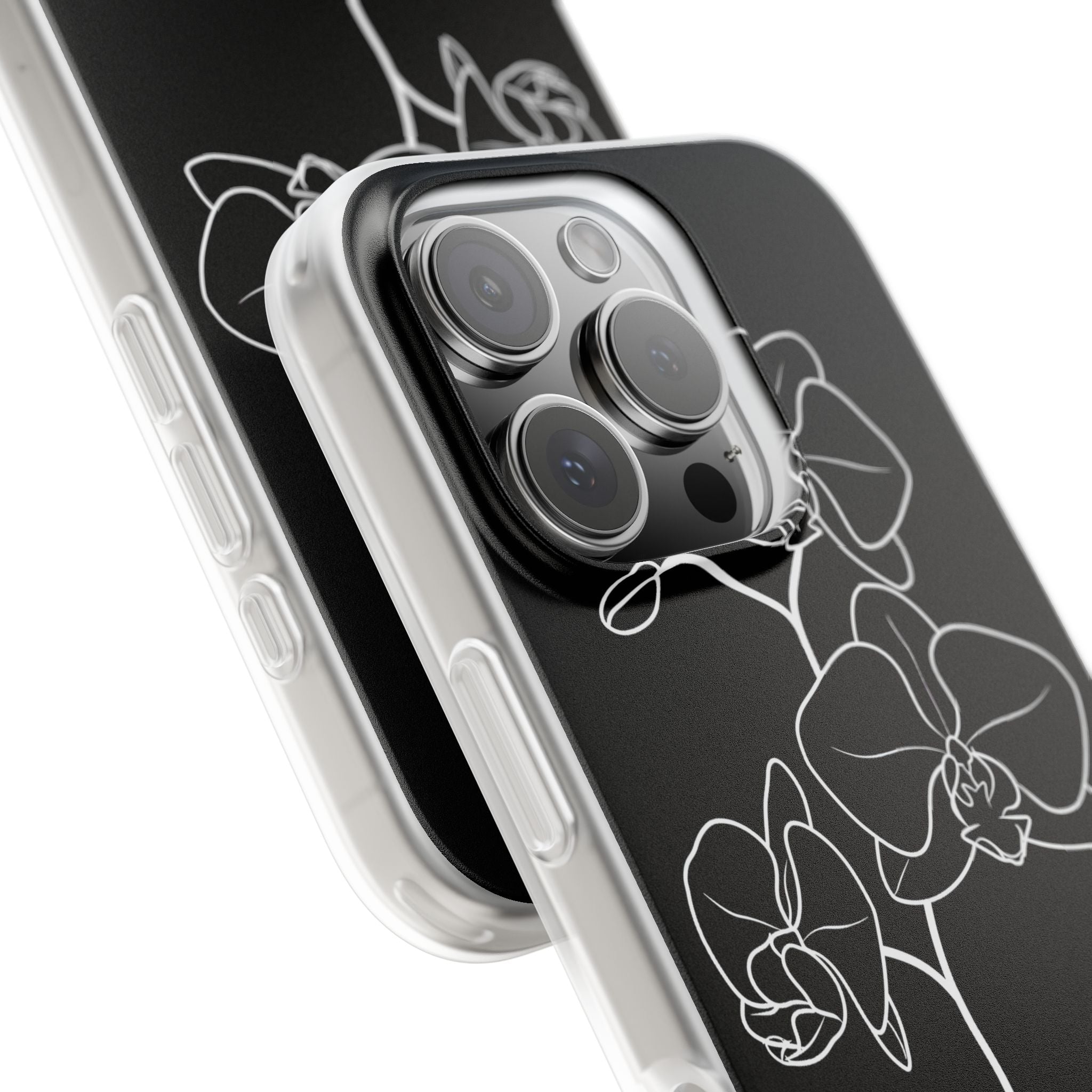 Black Lite Phone Case for iPhone - Noir Alabaster Orchid