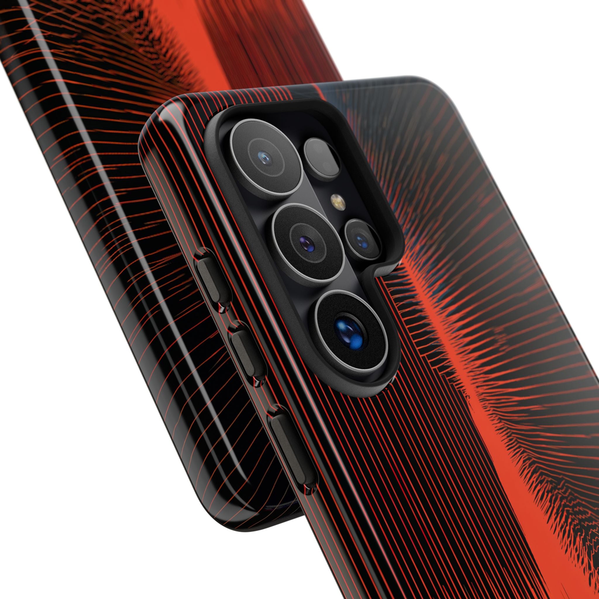 Red Tough Phone Case for Samsung - Crimson Frequency Pulse