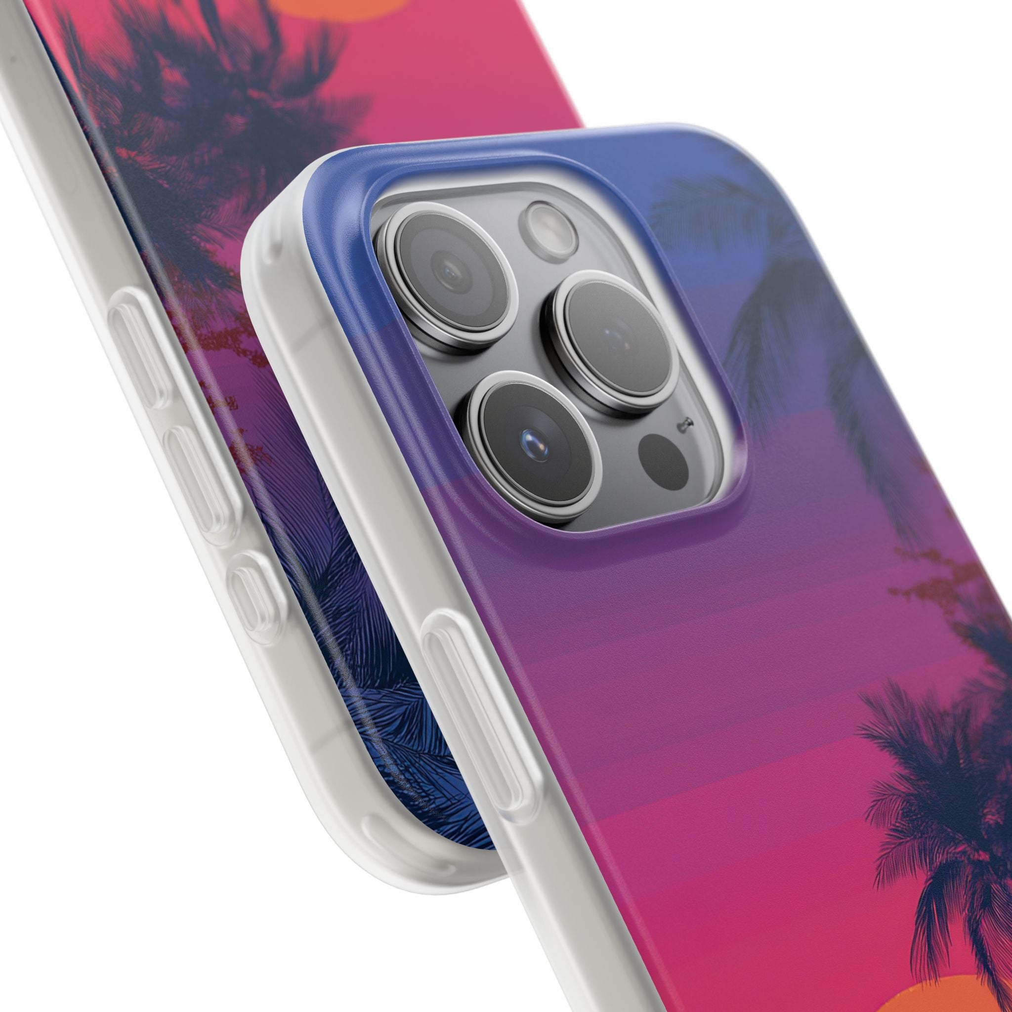 Neon Horizon Palms · Soft Capa para iPhone