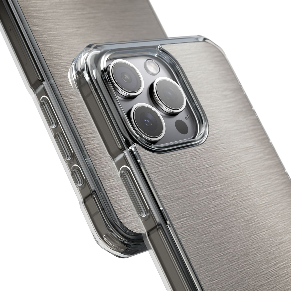 Grey Impact MagSafe Phone Case for iPhone - Brushed Nickel Linen
