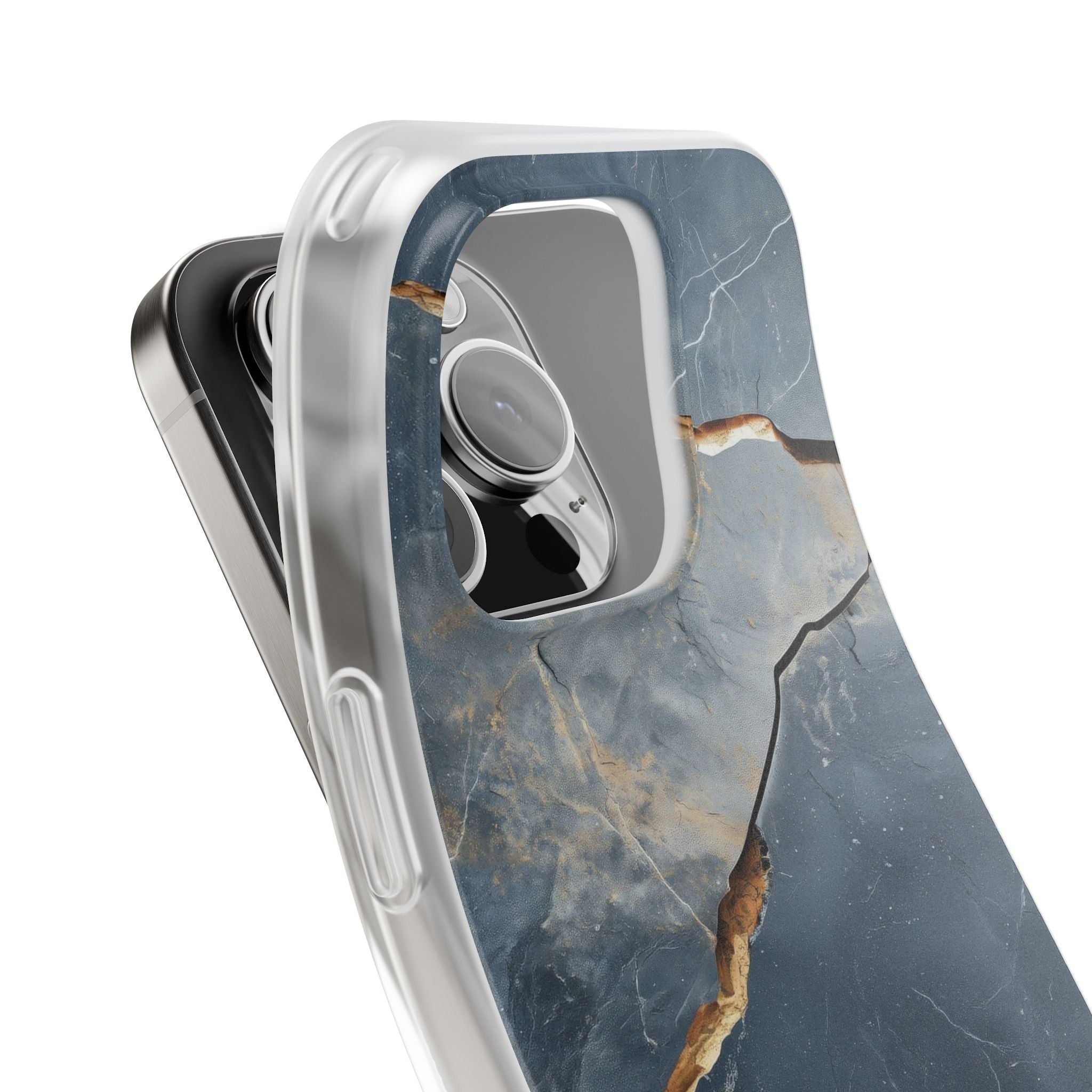 Jagged Vein Navy iPhone 16 Pro Case - Soft