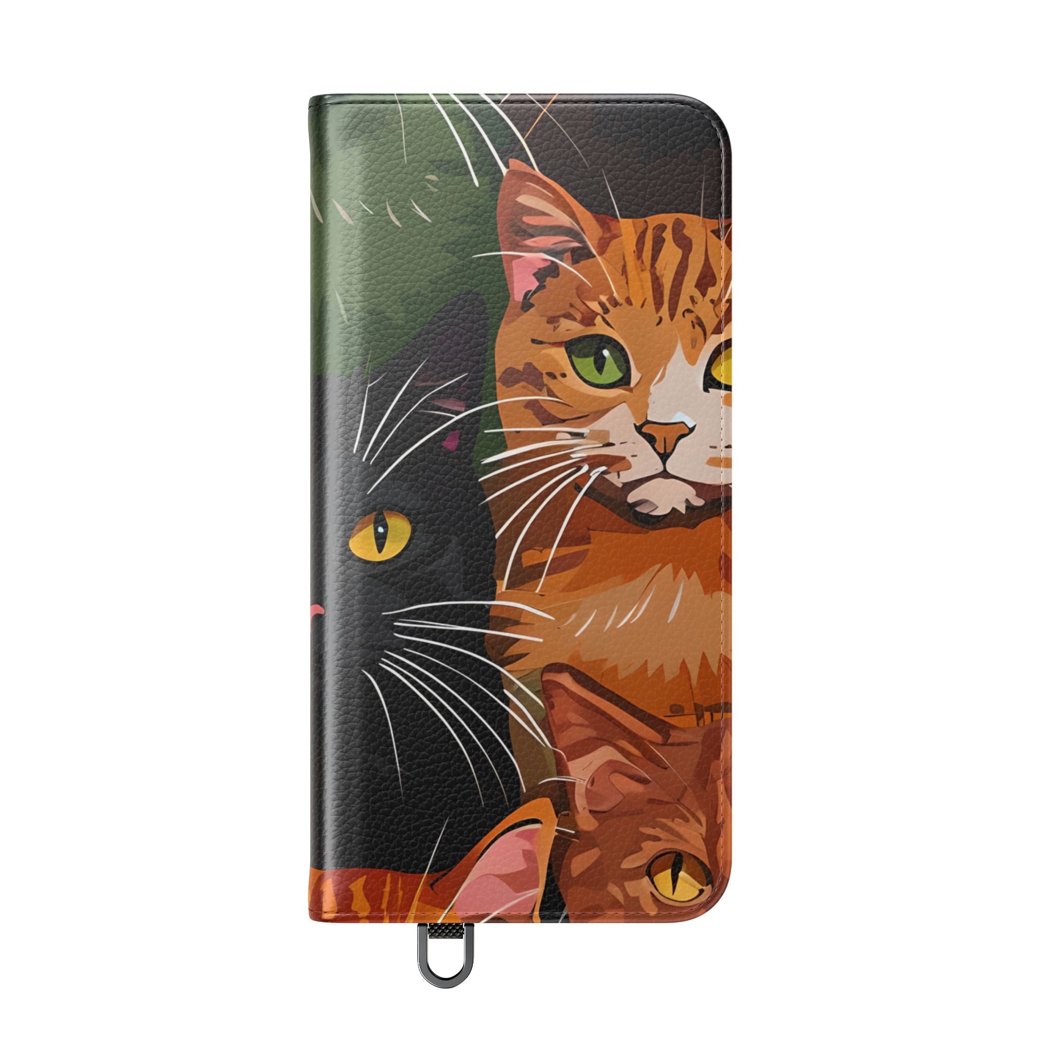 Cat Grid Neon - Samsung S25+ Case - Wallet
