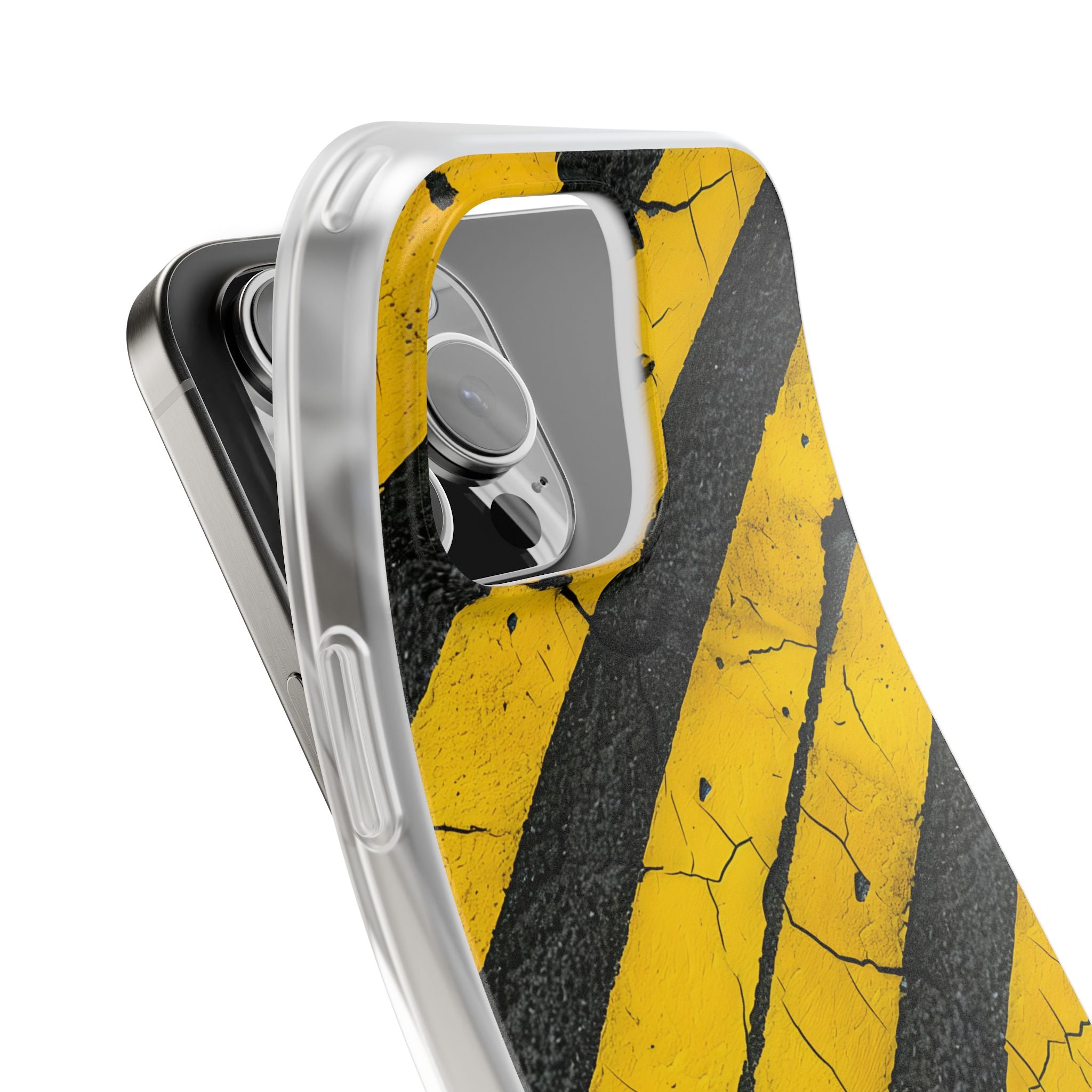 Cracked Hazard Stripes · Soft Phone Case for iPhone