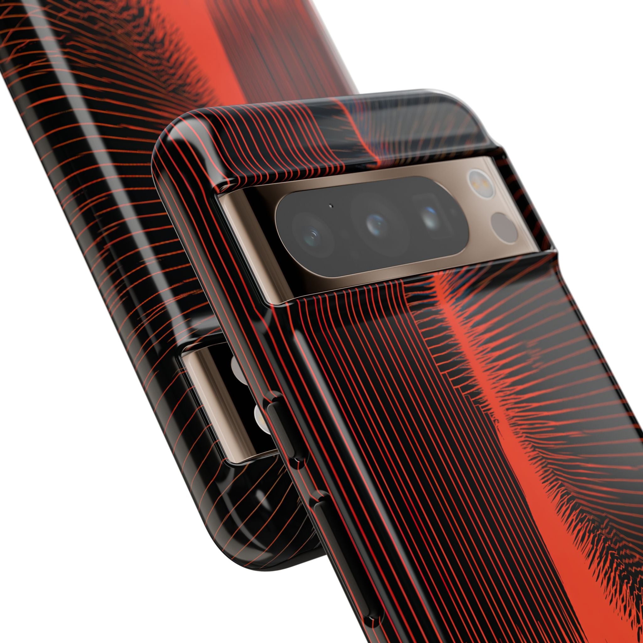 Red Tough Phone Case for Google Pixel - Crimson Frequency Pulse