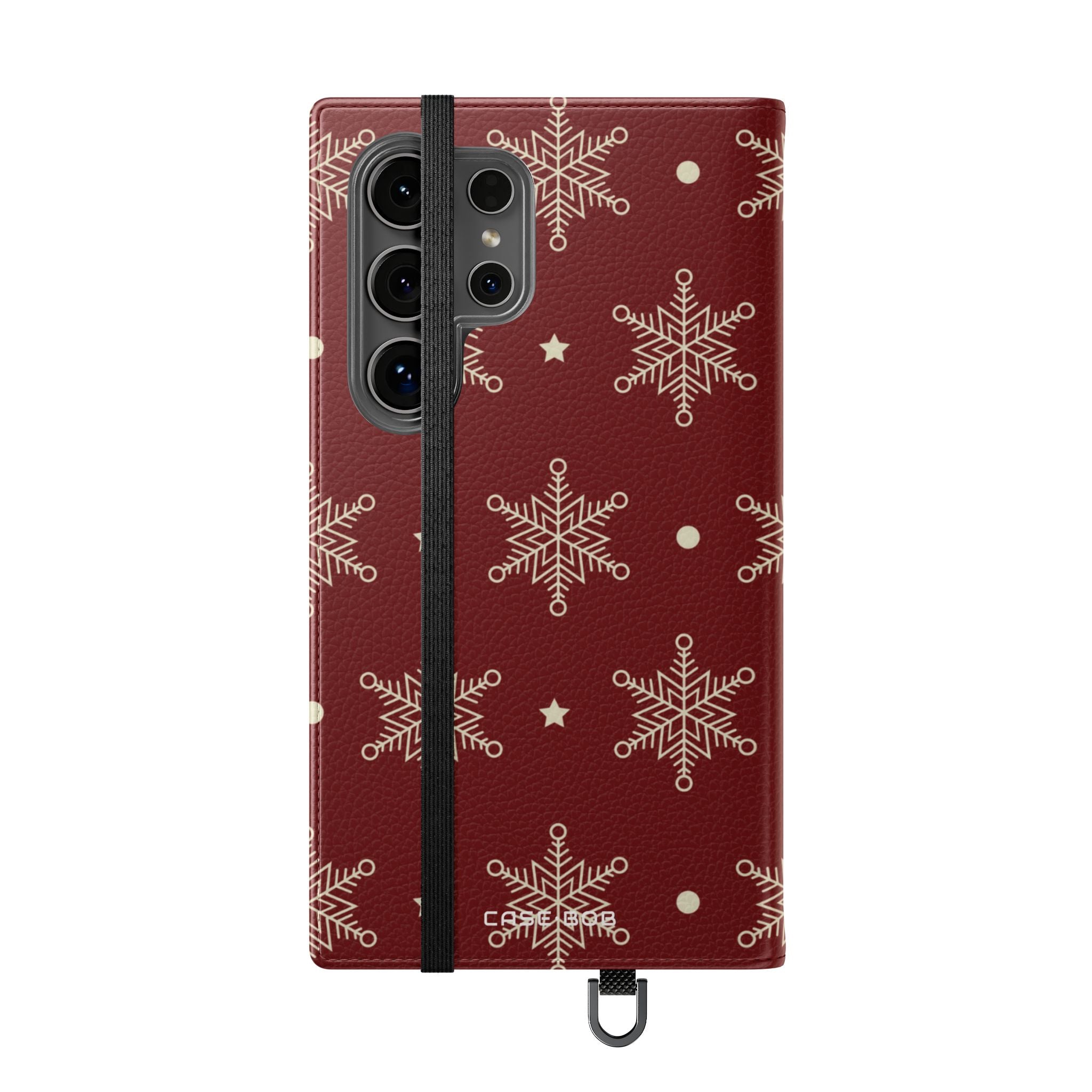 Cream Snowflakes Crimson - Samsung S24 Ultra Case - Wallet