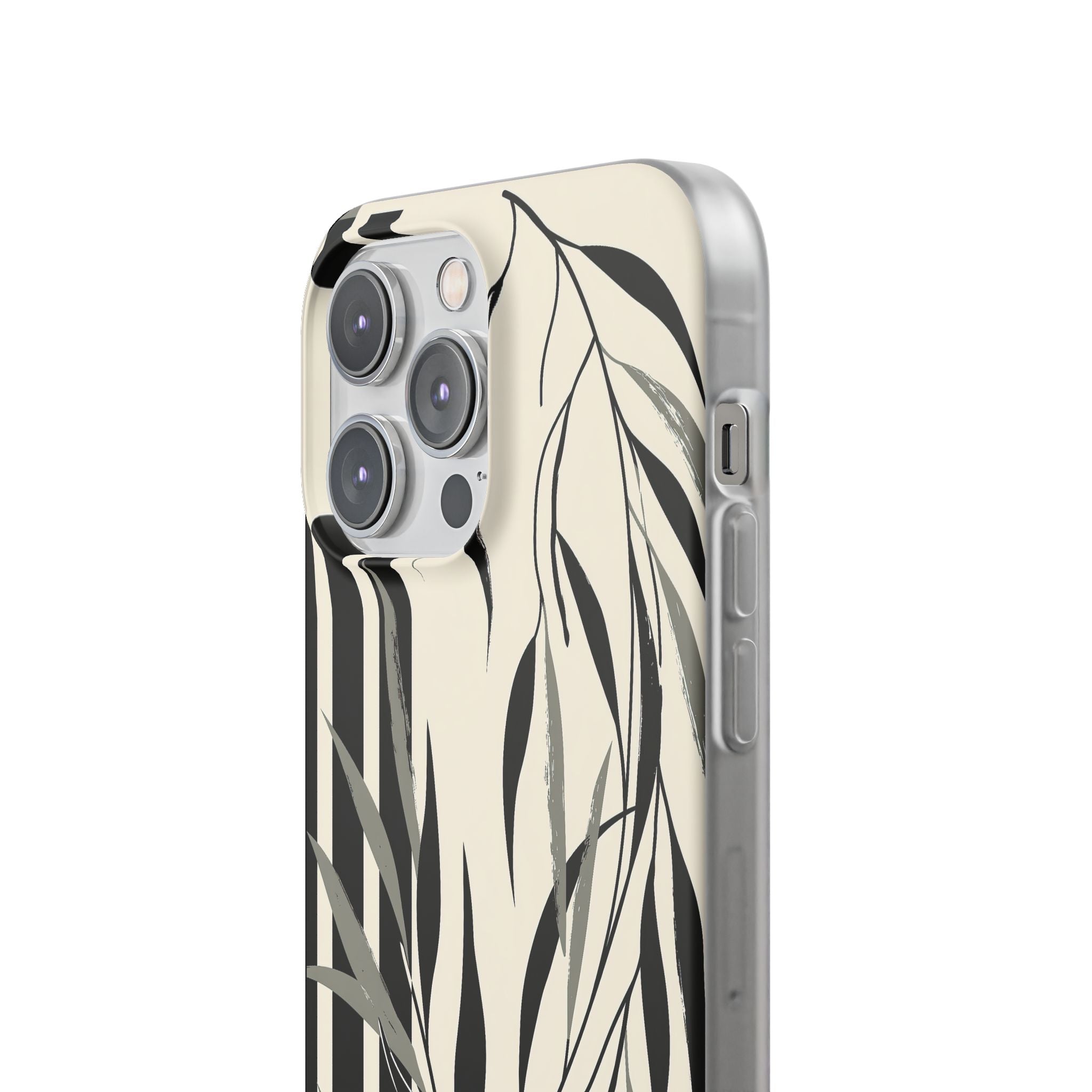 Beige Lite Phone Case for iPhone - Soot Leaf Sketch