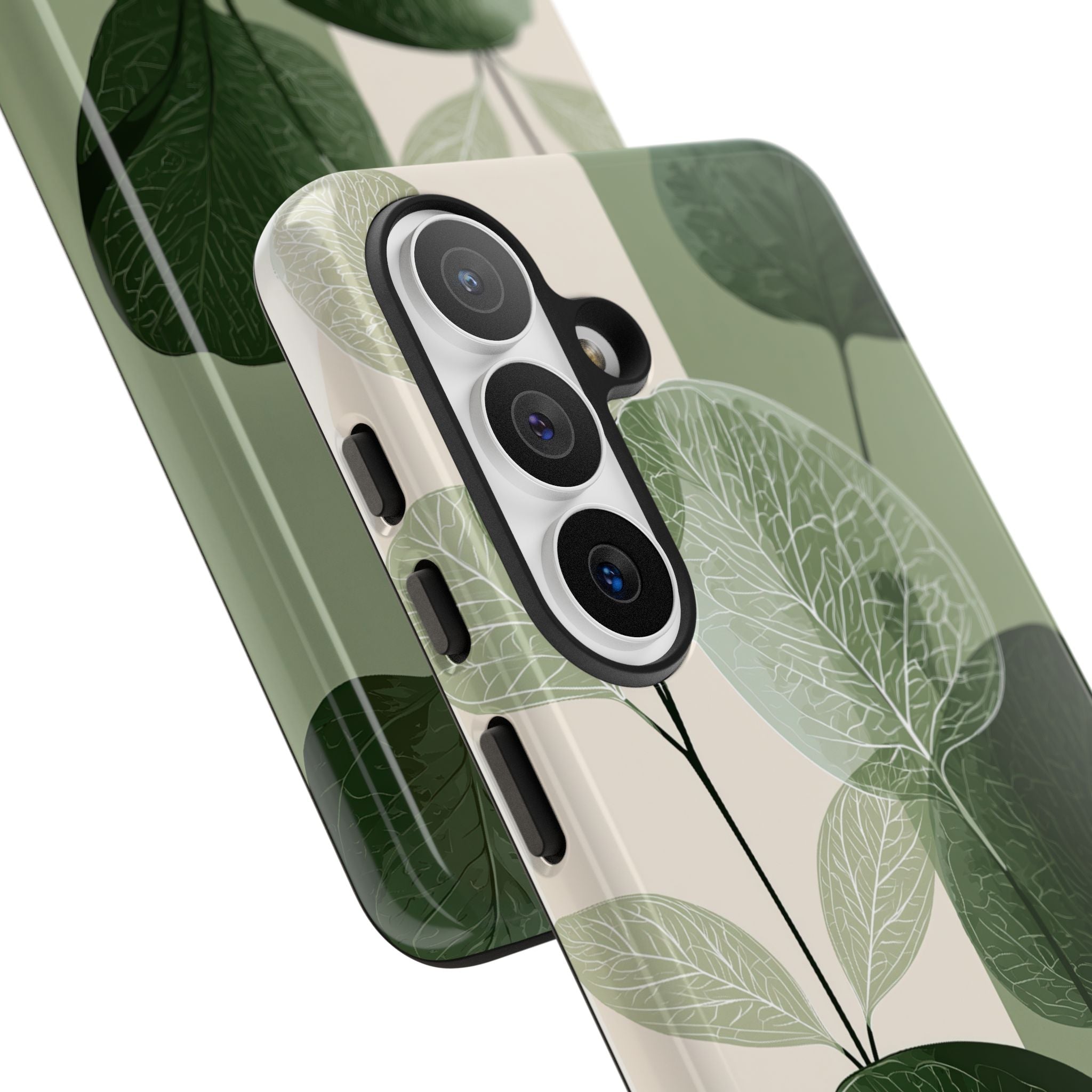 Green Tough Phone Case for Samsung - Sage Leaf Skeletals