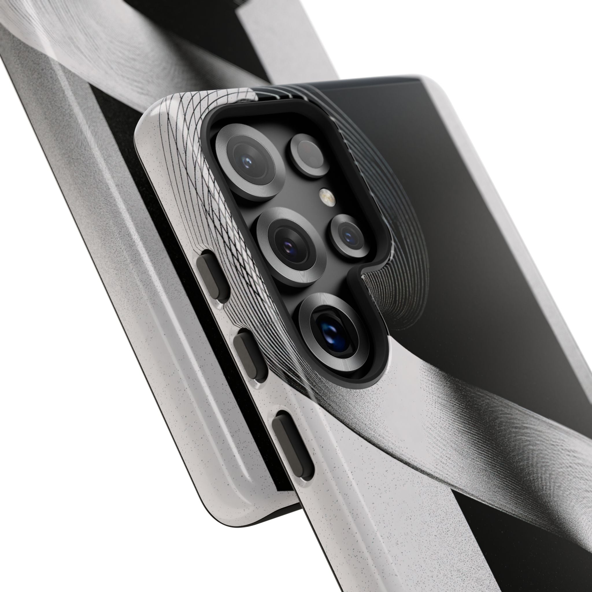 Grey Tough Phone Case for Samsung - Obsidian Moiré Wave