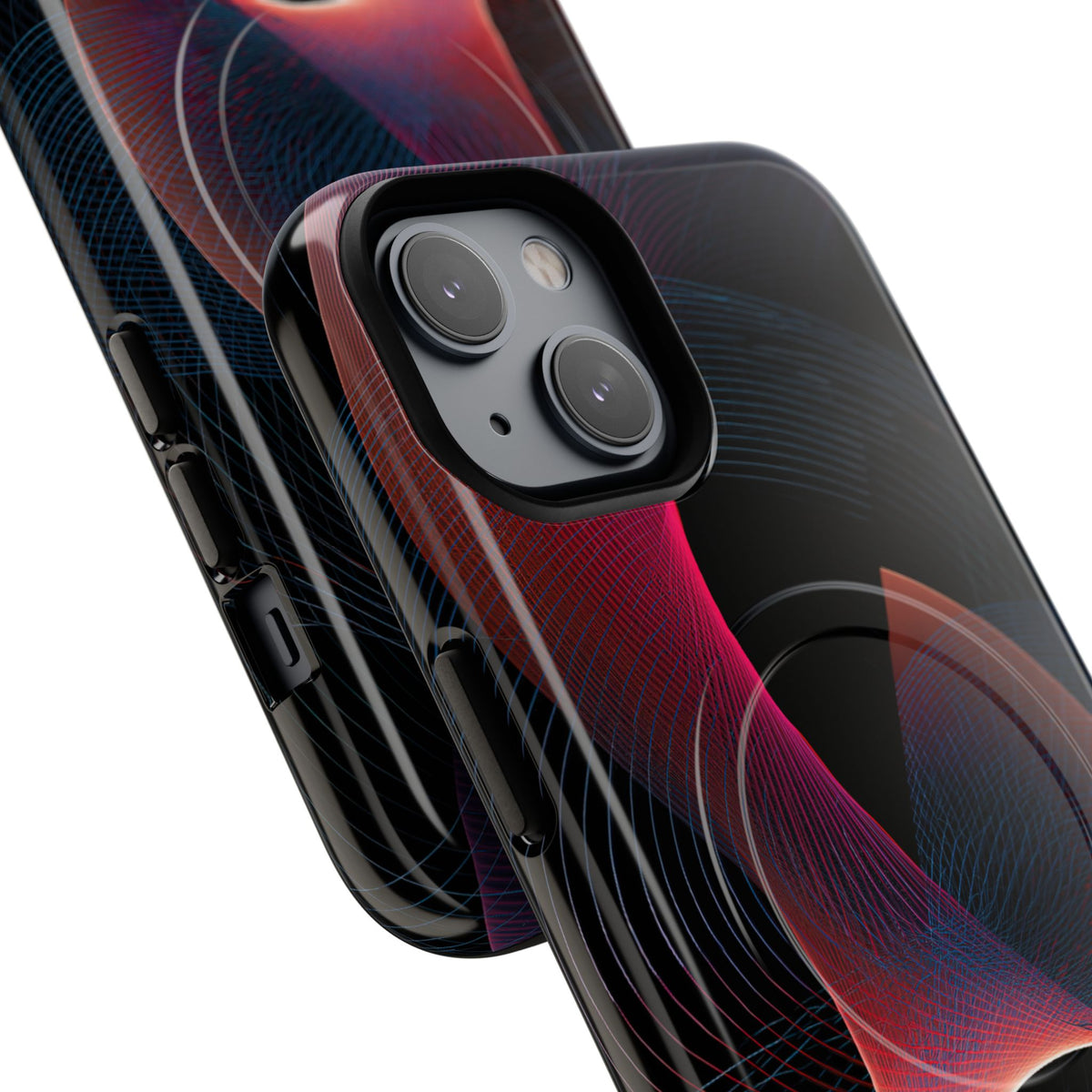 Black Tough 2.0 Magsafe Phone Case for iPhone - Cobalt Crimson Flux