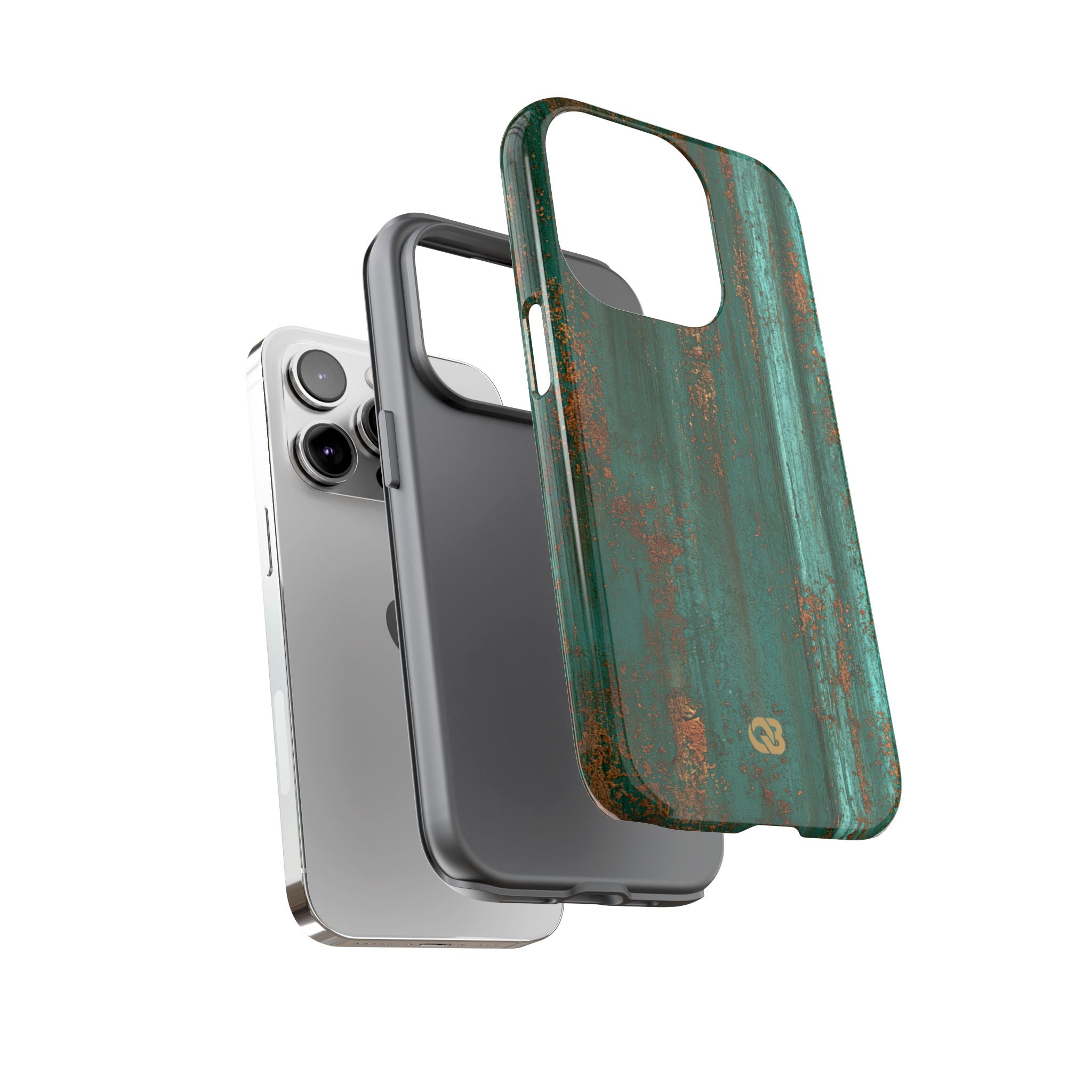 Teal Tough Phone Case for iPhone - Verdigris Copper Siding