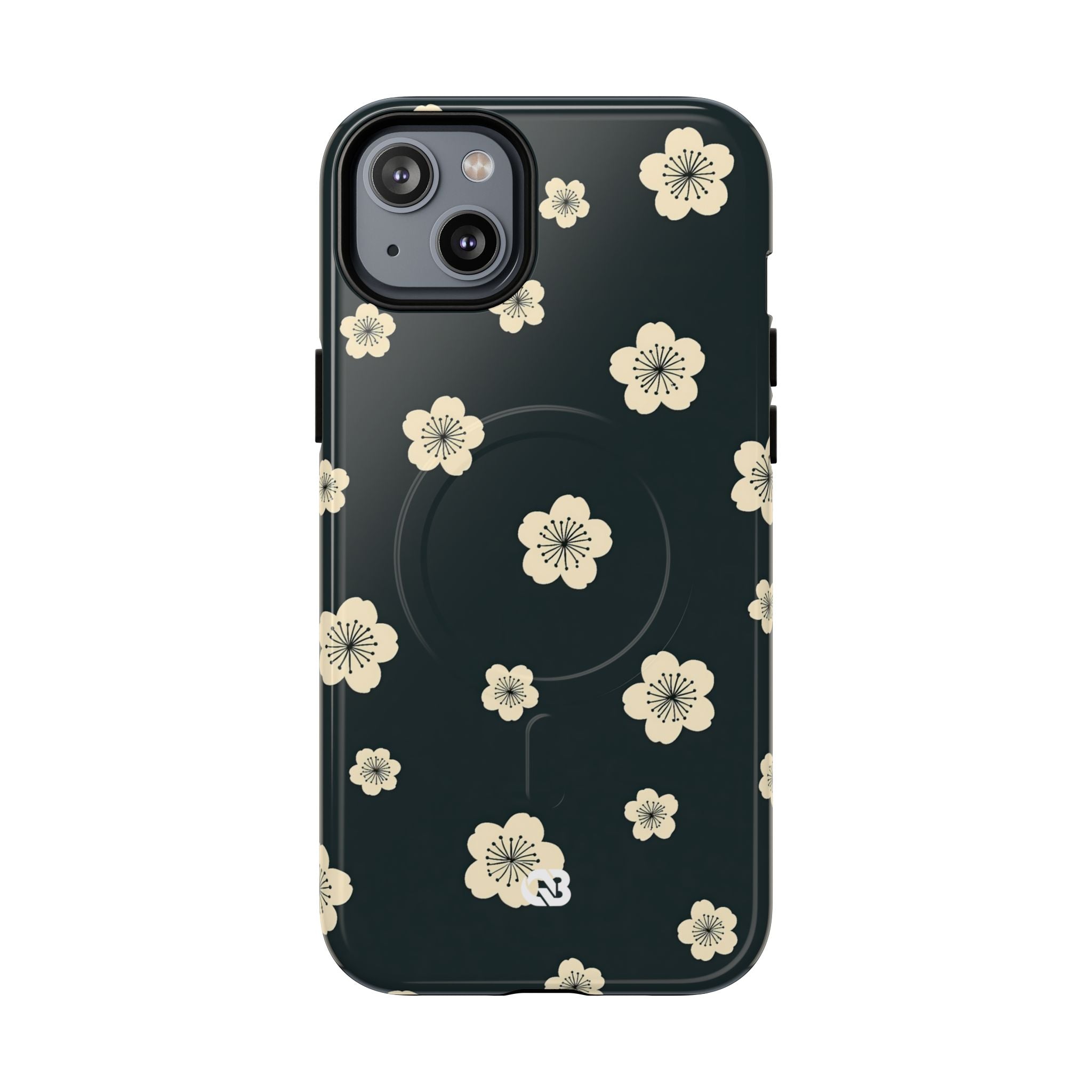 Teal Tough 2.0 Magsafe Phone Case for iPhone - Obsidian Cream Petals