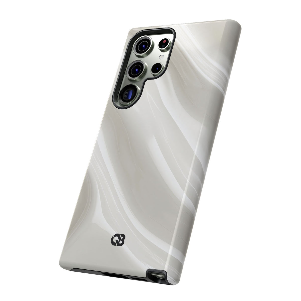 White Tough Phone Case for Samsung - Polished Ivory Wave