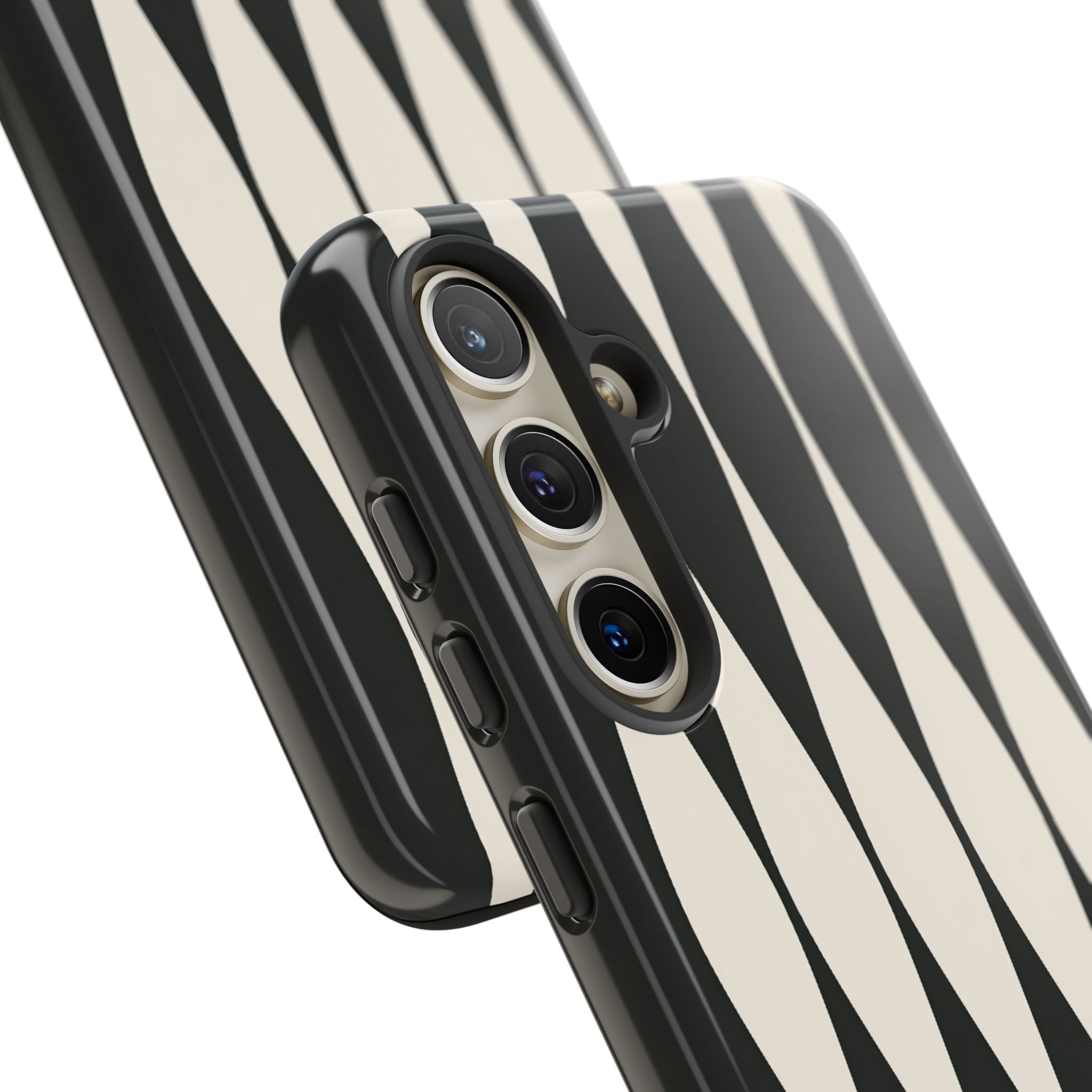 Black Tough Phone Case for Samsung - Ivory Spindle Grid