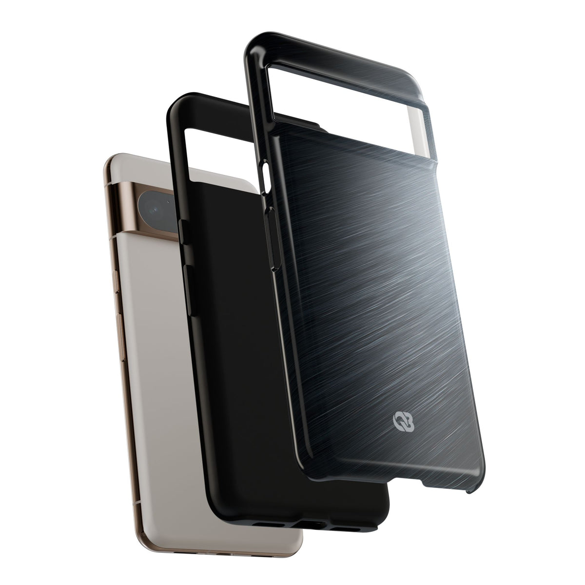Grey Tough Phone Case for Google Pixel - Charcoal Brushed Steel