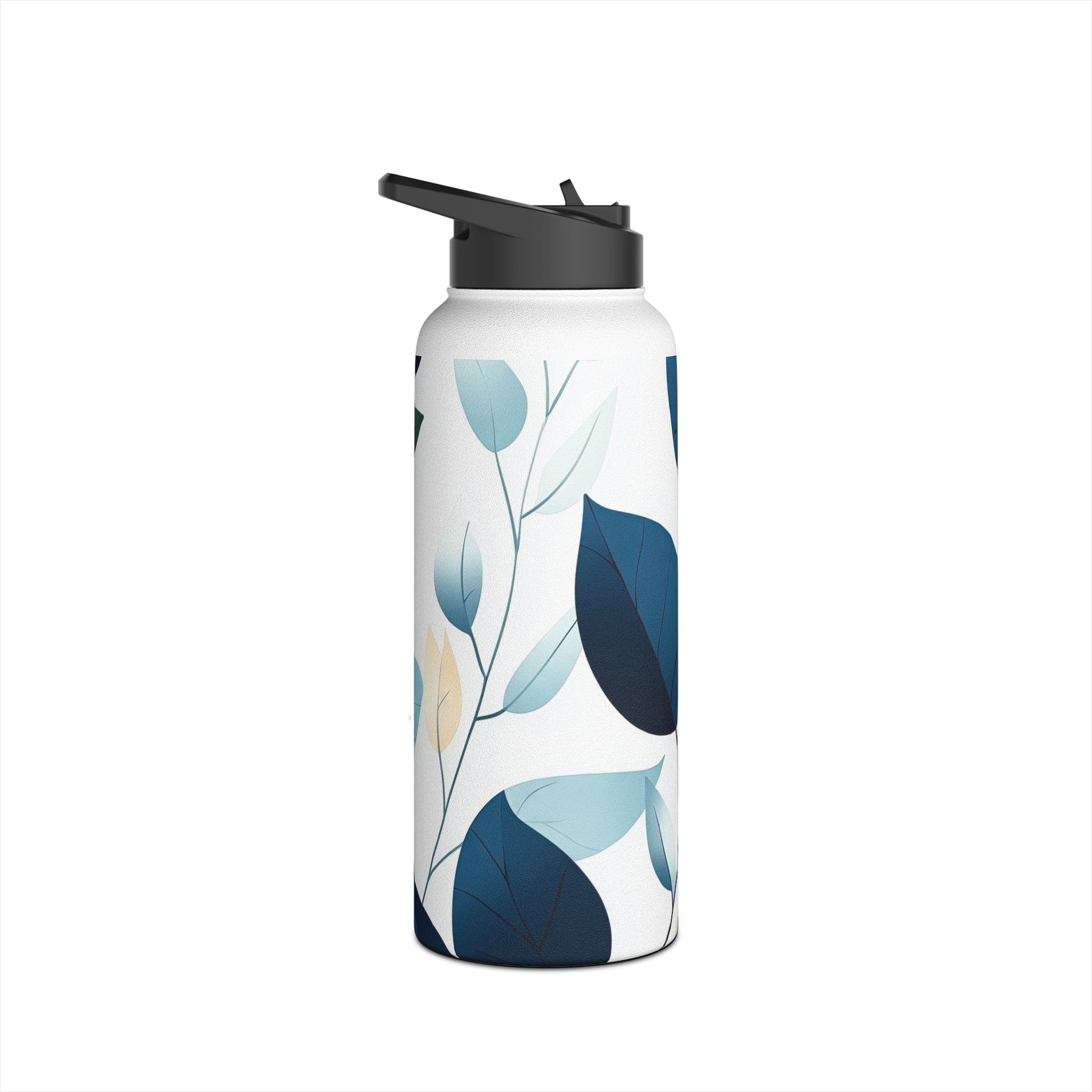 Navy Leaf Veins - Stainless Steel Water Bottle