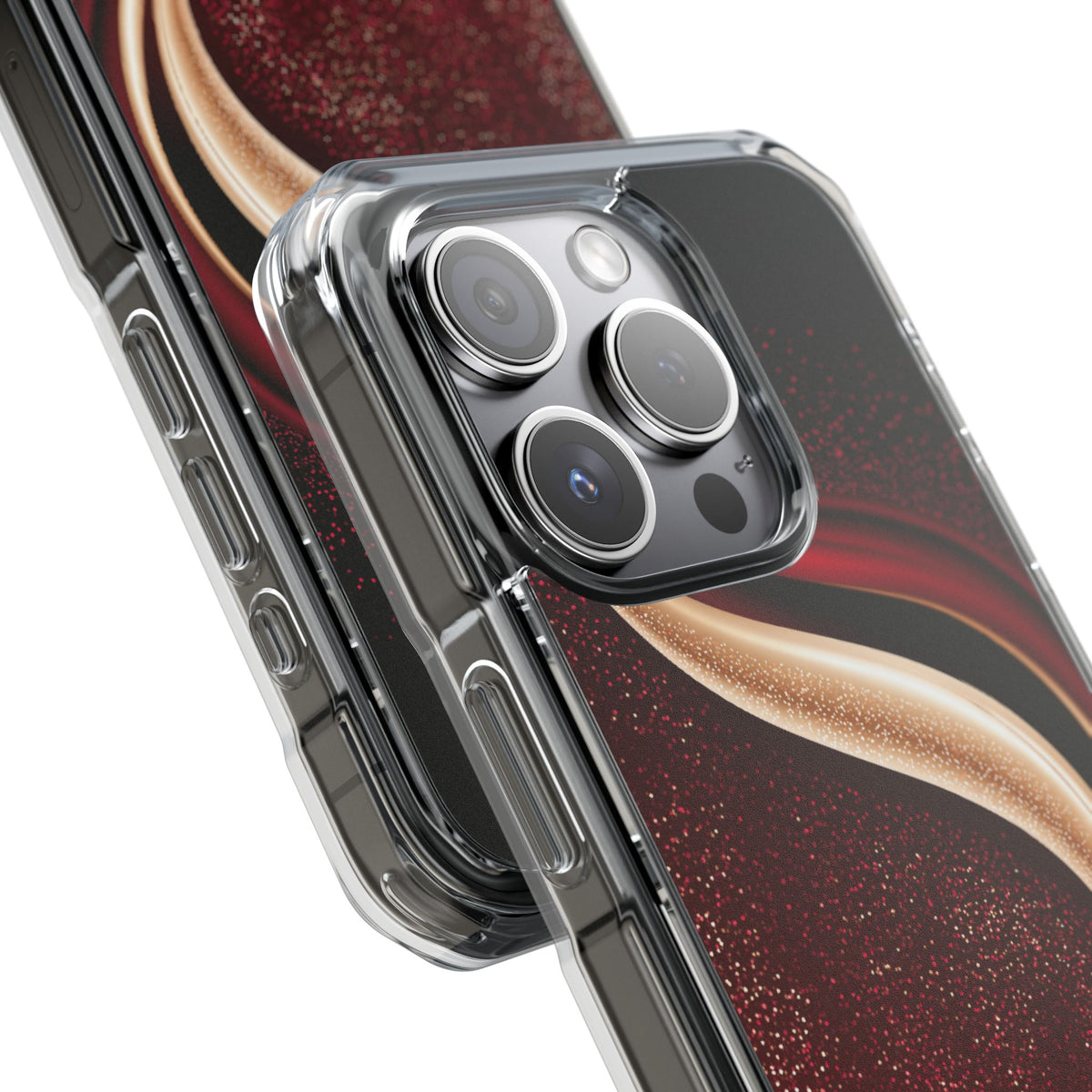 Gilded Crimson Flow · Clear Impact Magnetic Phone Case for iPhone · Red
