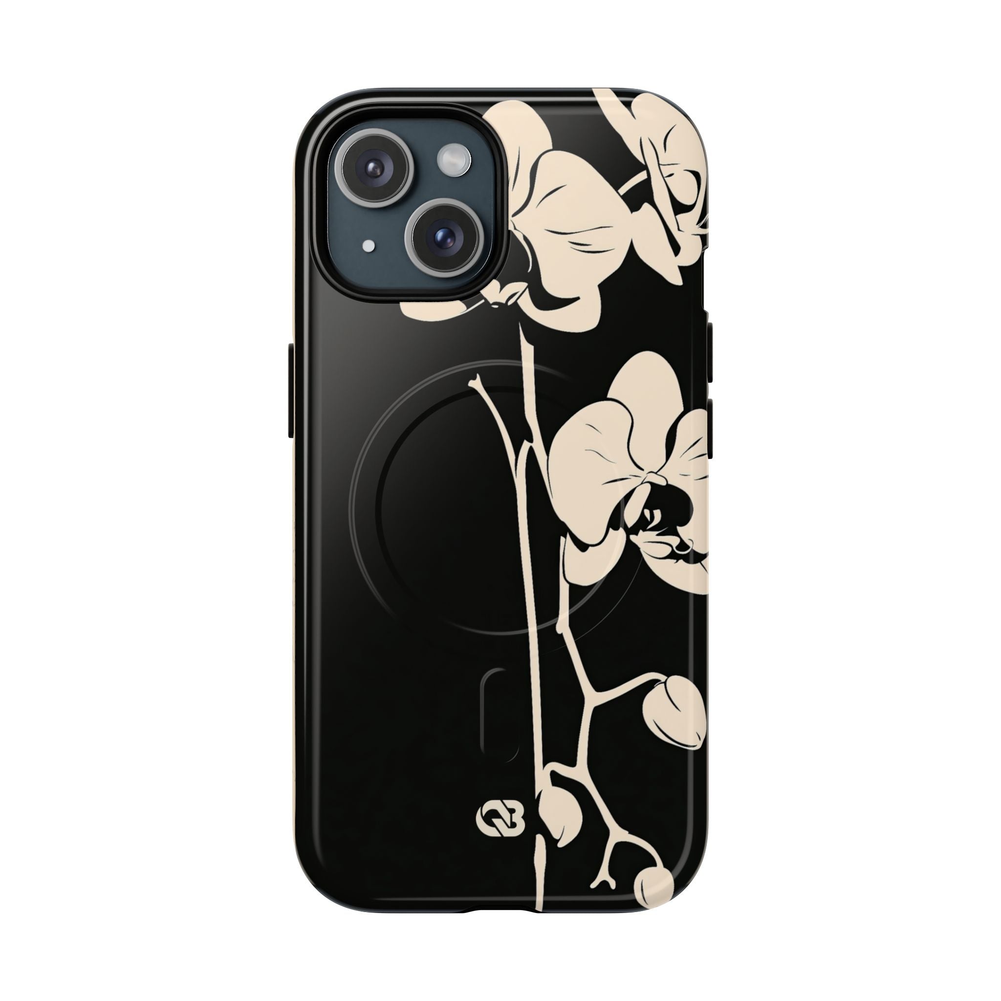 Black Tough 2.0 Magsafe Phone Case for iPhone - Obsidian Bone Orchid