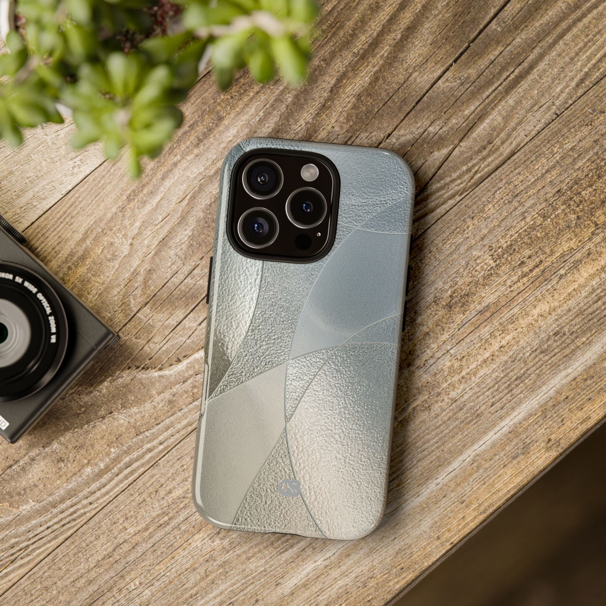 Silver Tough Phone Case for iPhone - Frosted Silver Mosaic