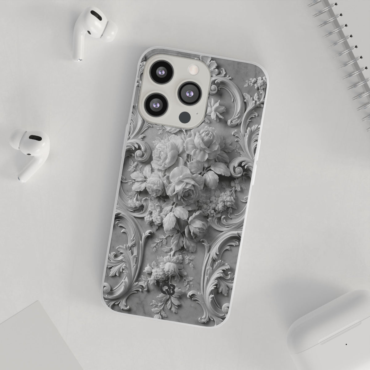 Rococo Marble Rose · Lite Phone Case for iPhone · White