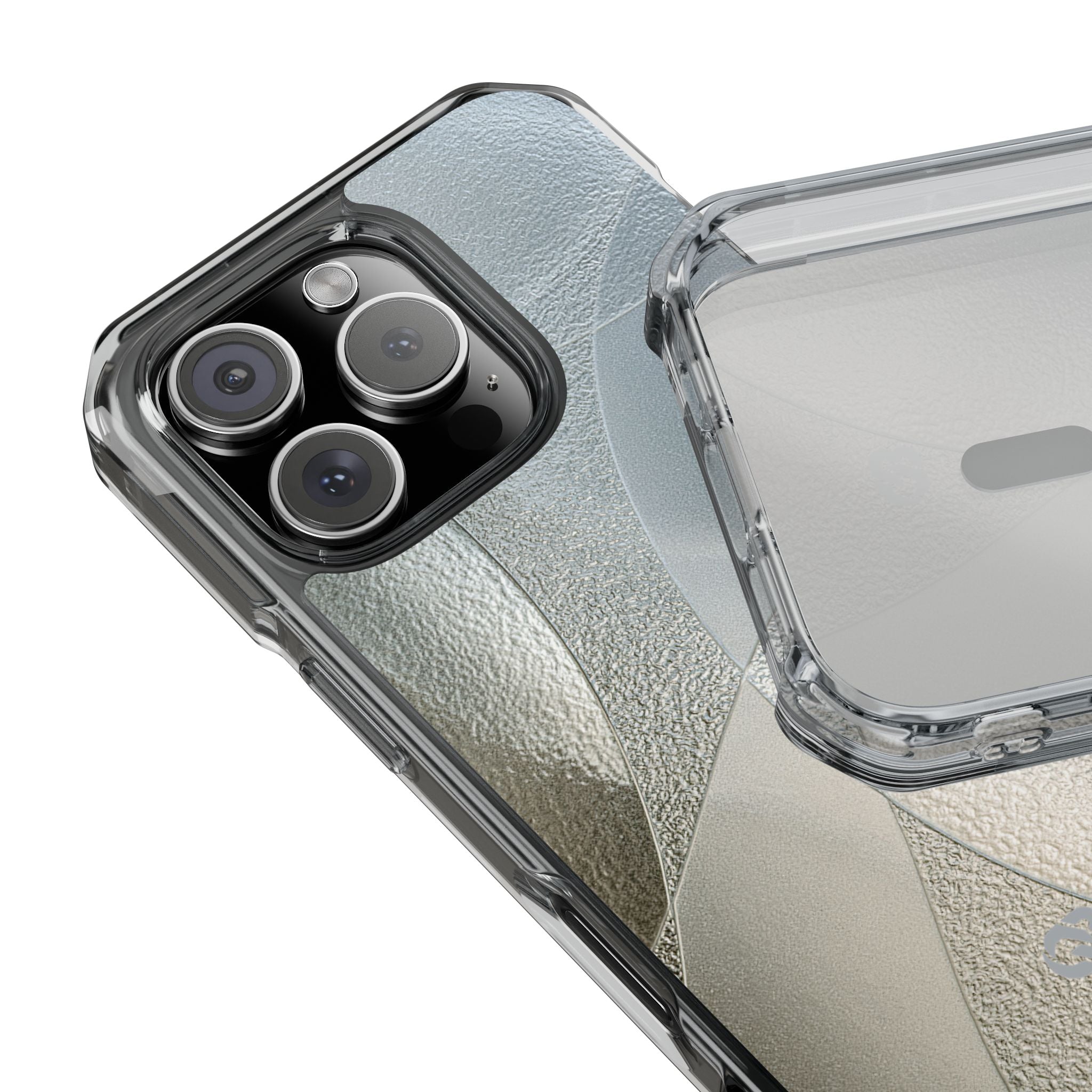 Silver Impact MagSafe Phone Case for iPhone - Frosted Silver Mosaic