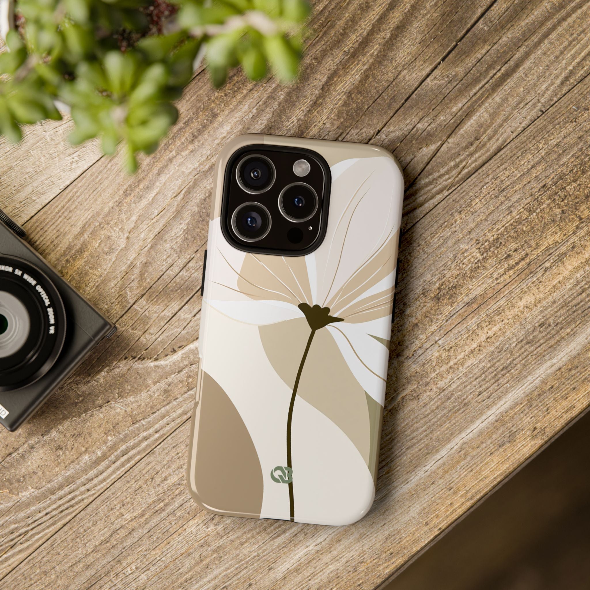 Beige Tough Phone Case for iPhone - Sage Linen Magnolia