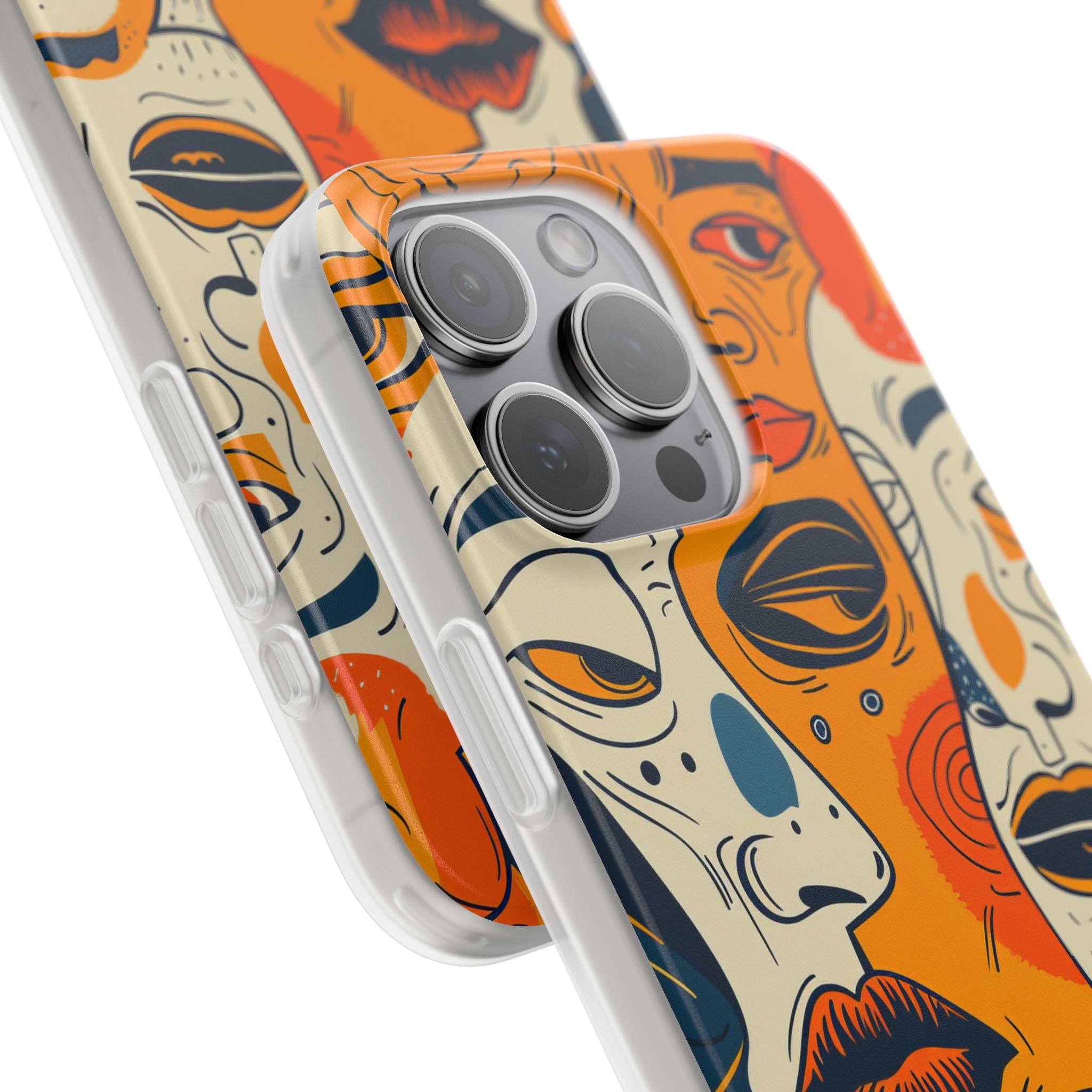 Verwickelte Gesichter Sonnenuntergang iPhone 15 Pro Max Case - Soft