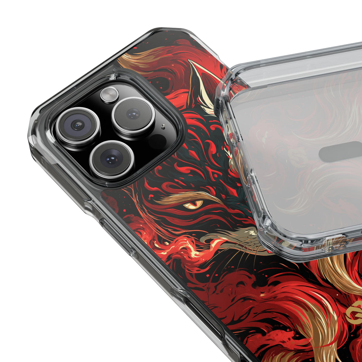 Crimson Kitsune Spirit · Clear Impact Magnetic Phone Case for iPhone · Red