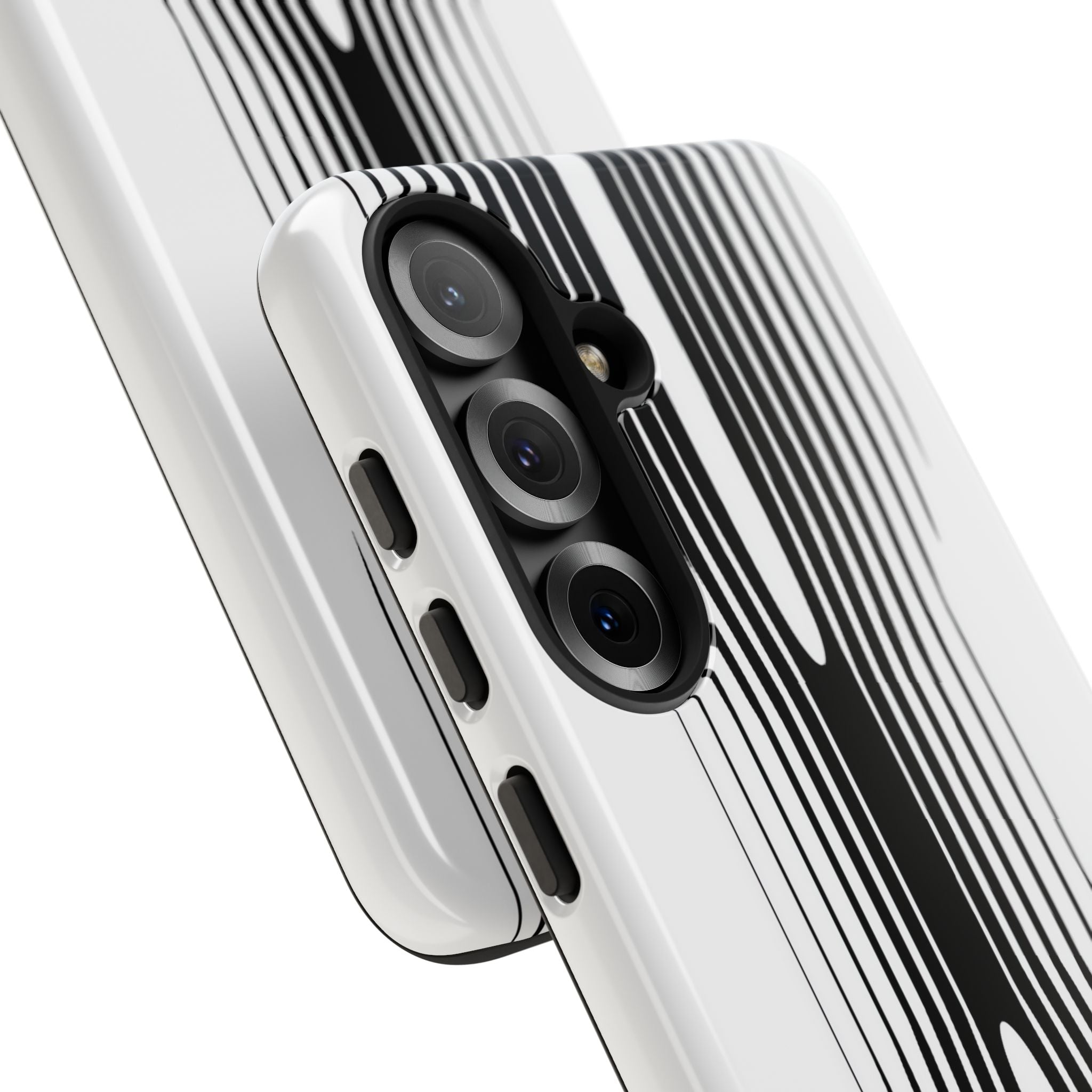 White Tough Phone Case for Samsung - Kinetic Mono Distortion