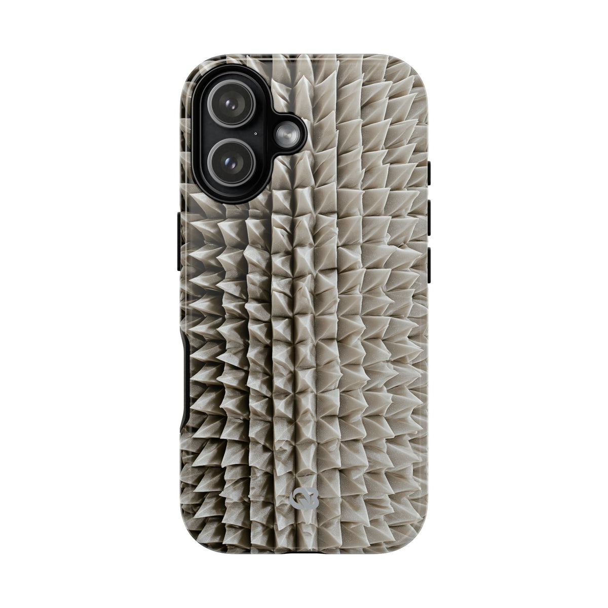Beige Tough Phone Case for iPhone - Bone Spiked Grid