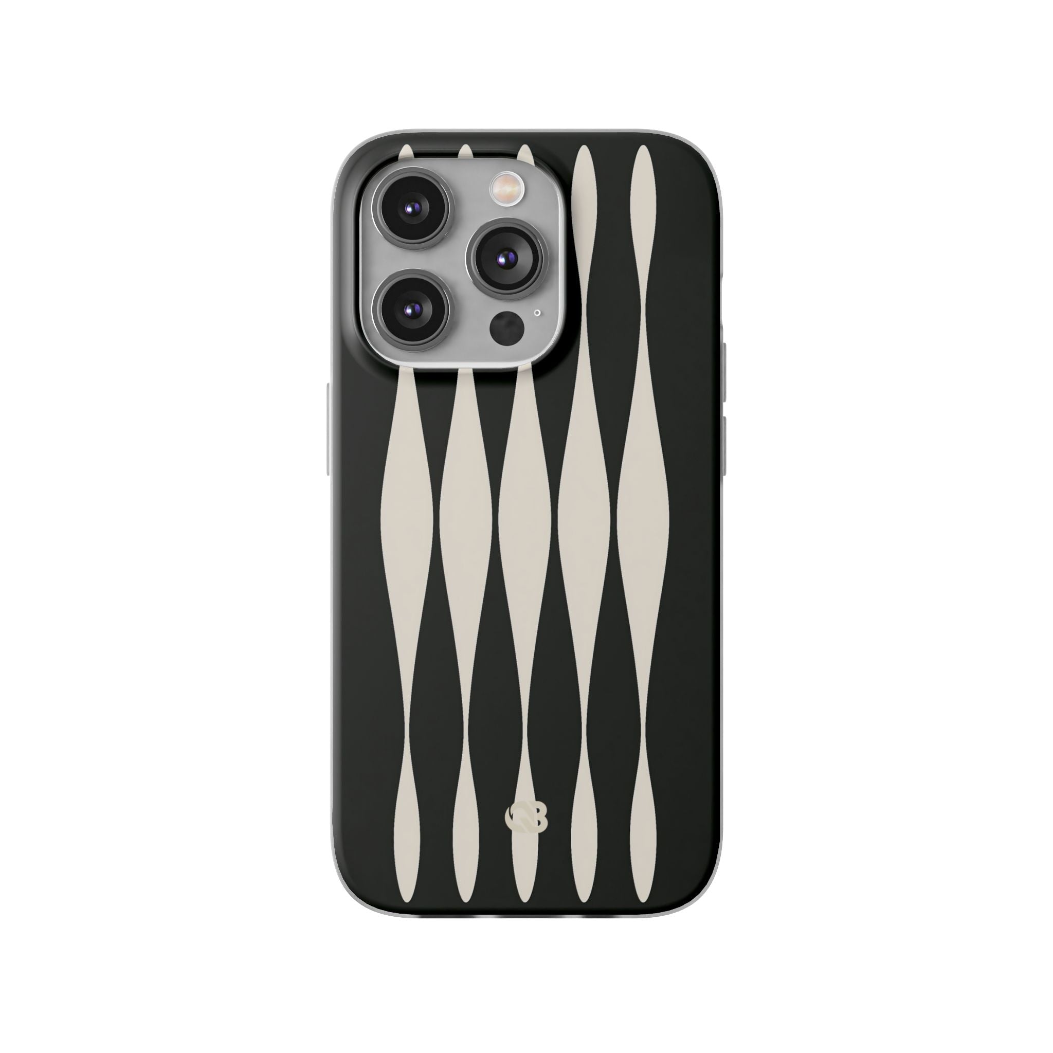 Black Lite Phone Case for iPhone - Ivory Spindle Grid